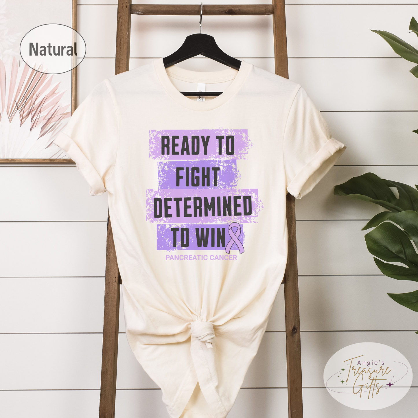 Pancreatic Cancer Awareness T-Shirt – Purple Ribbon Survivor Gift – Ready to Fight Determined to Win
