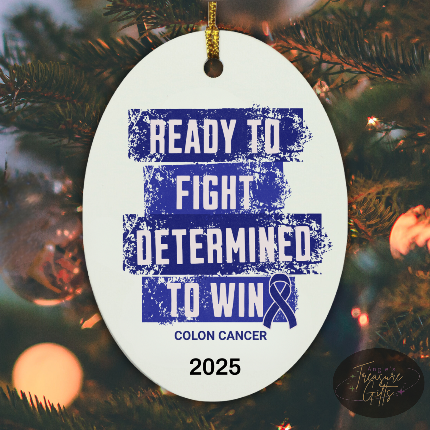 Personalized Colon Cancer Awareness Ornaments – Dark Blue Ribbon Keepsakes