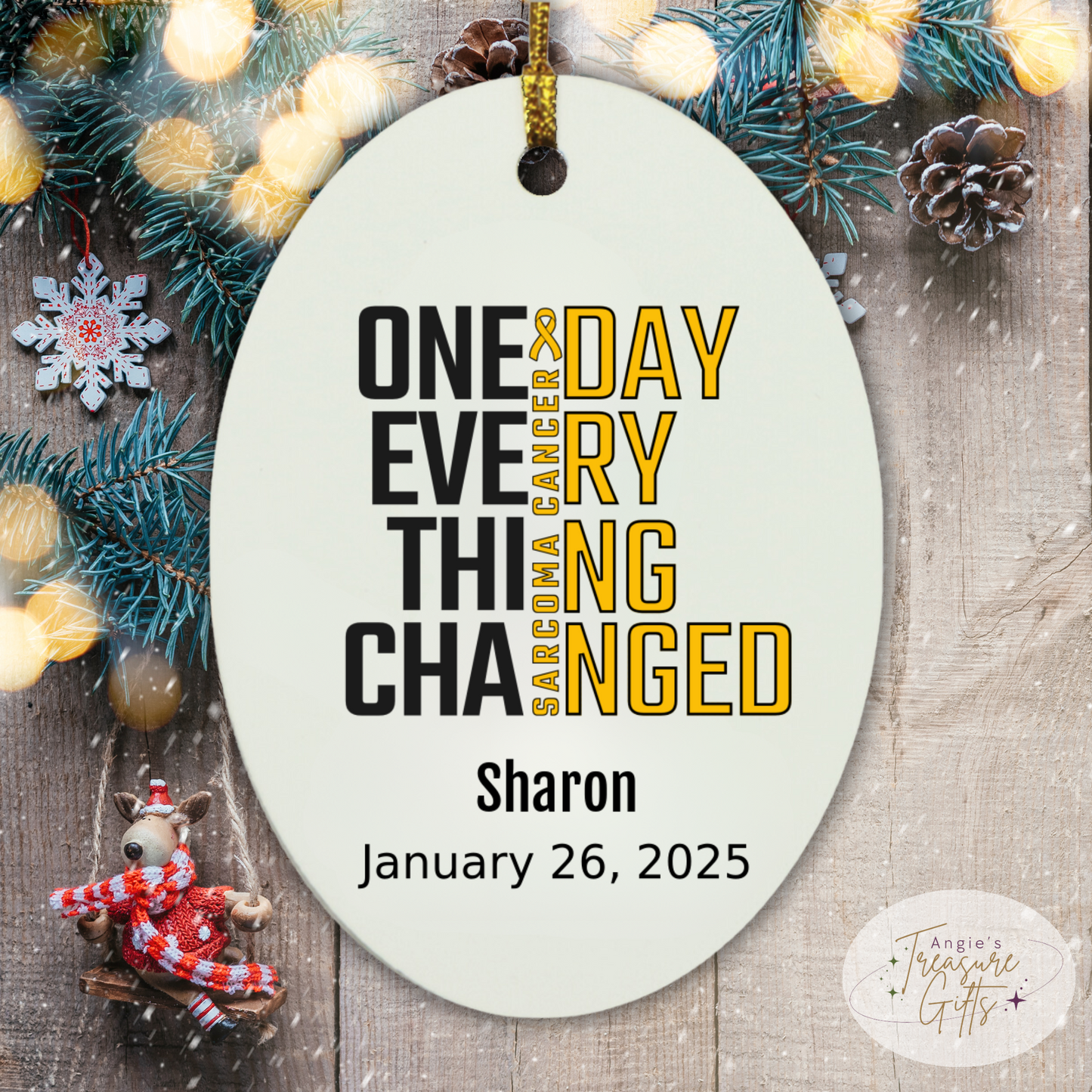 One Day Everything Changed Sarcoma Awareness Ornament – Personalized Survivor Gift