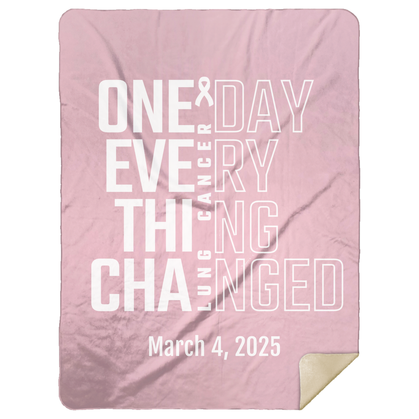 Personalized Lung Cancer Awareness Sherpa Blanket – One Day Everything Changed – Custom Name & Date - Three Sizes - White Ribbon Gift
