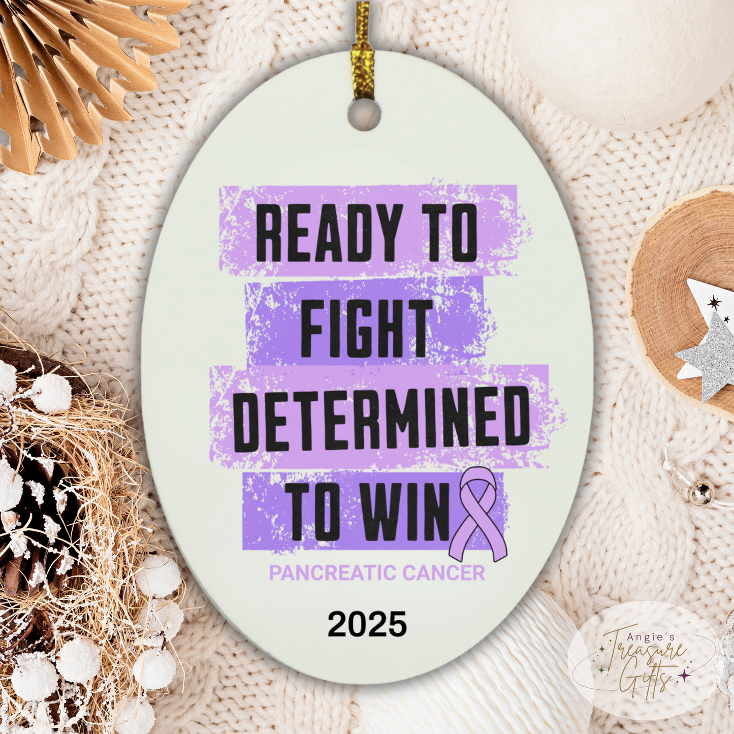 Personalized Pancreatic Cancer Awareness Ornaments – Purple Ribbon Keepsakes