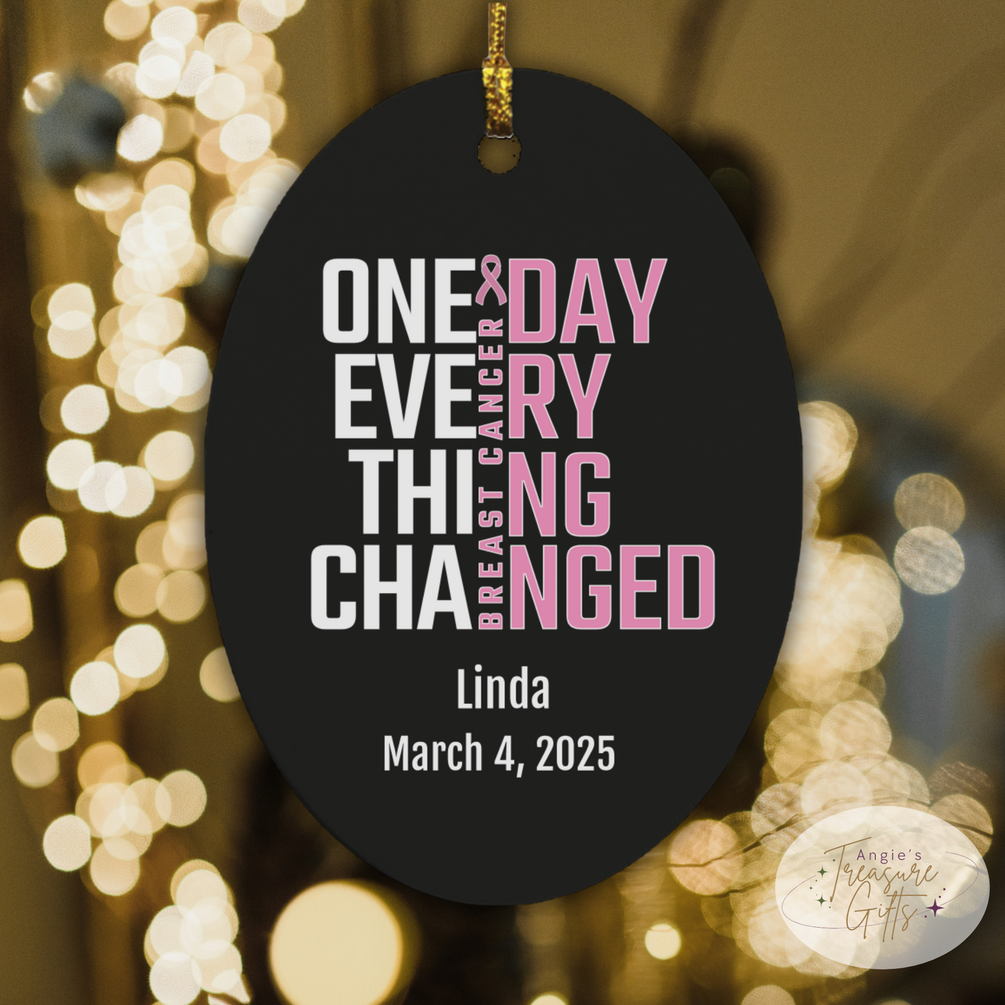 One Day Everything Changed Breast Cancer Awareness Ornament – Personalized Survivor Gift