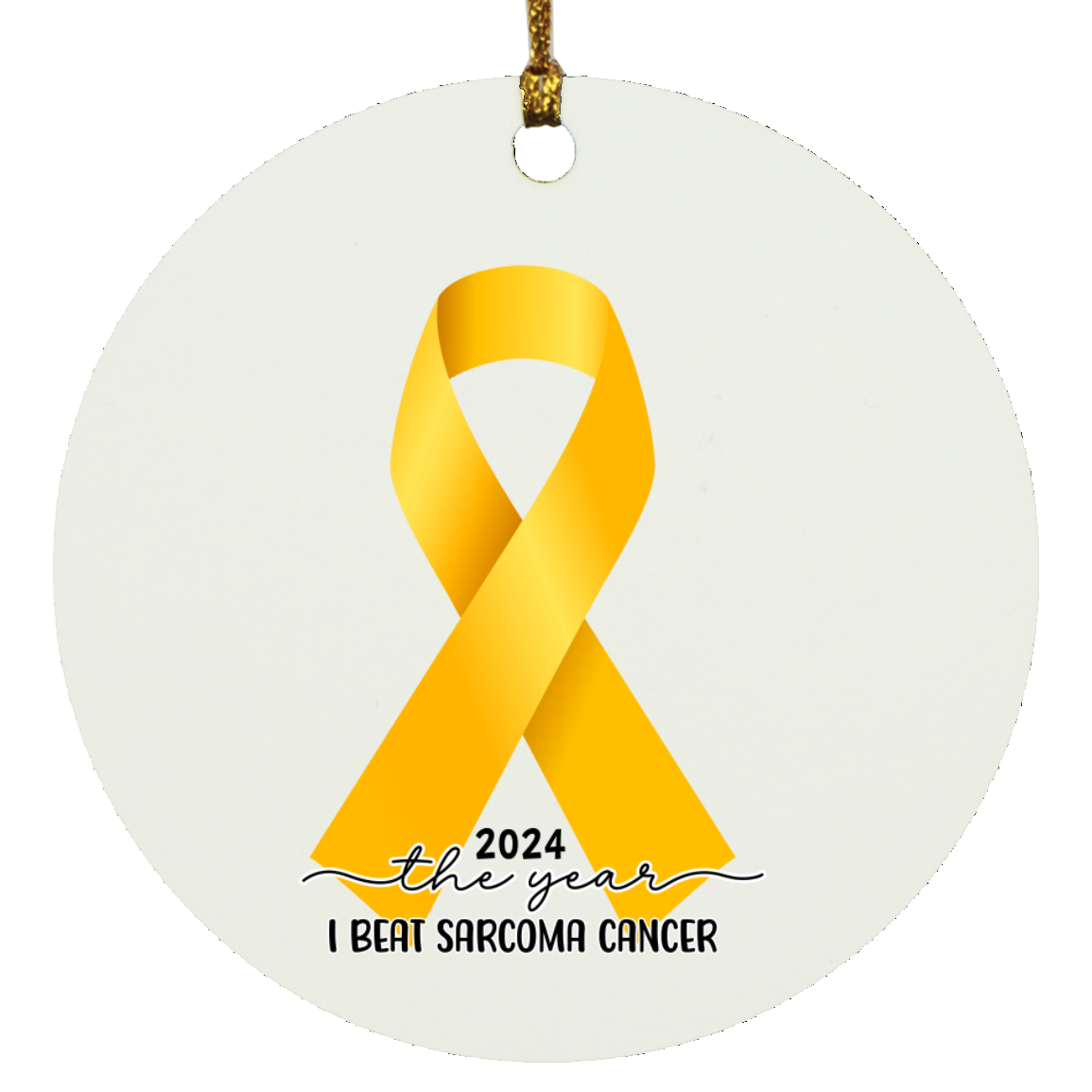 Personalized Sarcoma Cancer Survivor Christmas Ornament – Yellow Awareness Ribbon