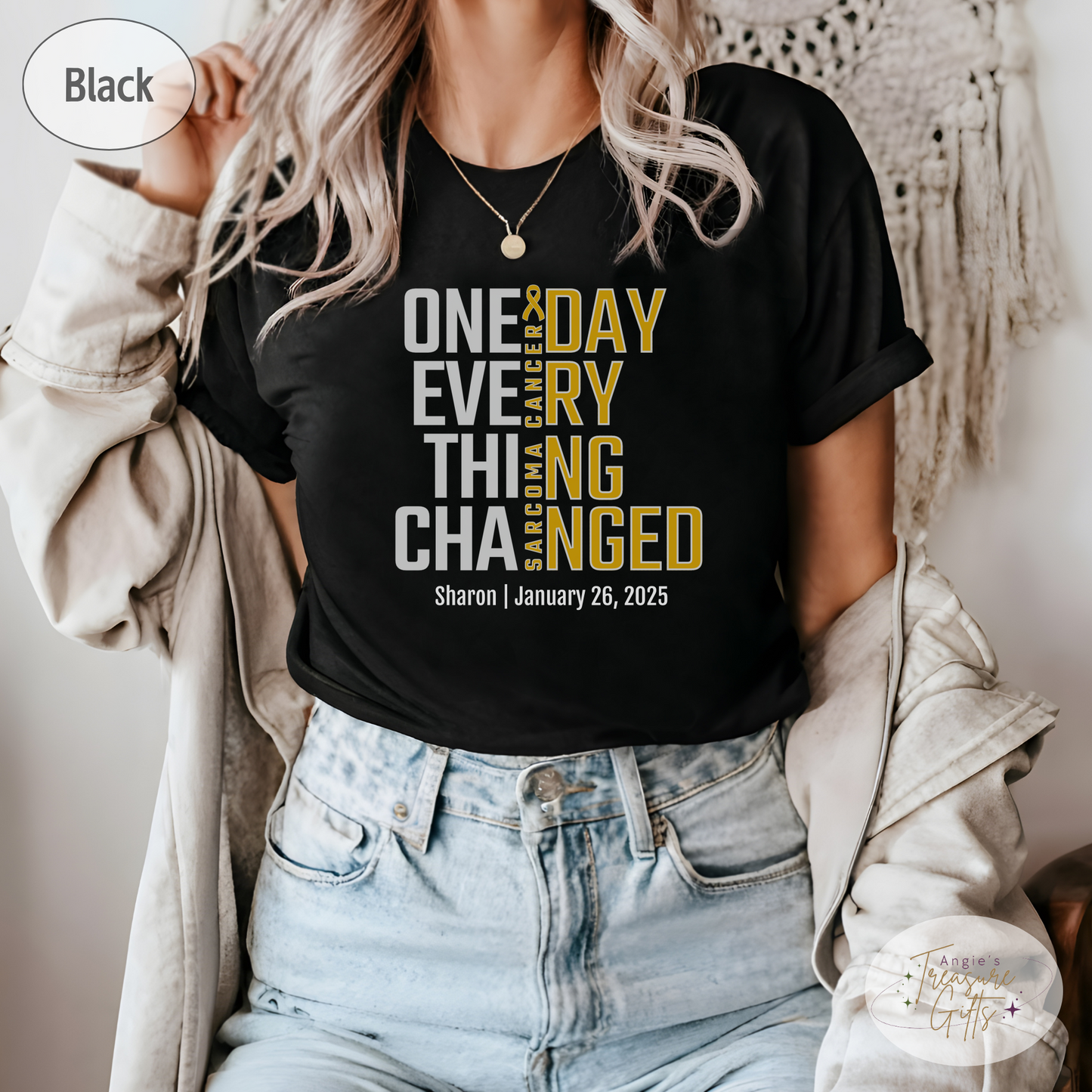 Personalized Sarcoma Awareness T-Shirt – One Day Everything Changed – Custom Survivor, Warrior, Memorial Gift