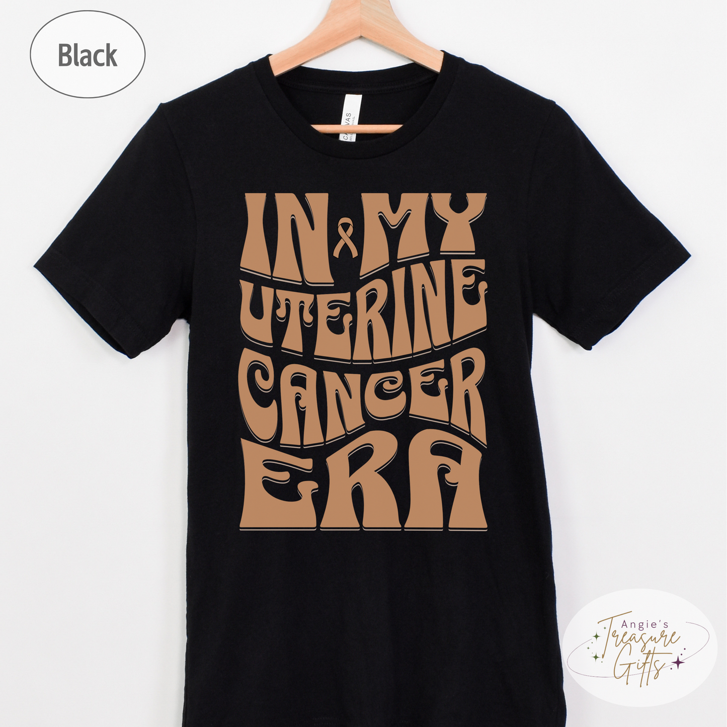 In My Uterine Cancer Era Shirt – Peach Awareness Ribbon – Bella Canvas 3001 Unisex Tee – Cancer Support Gift