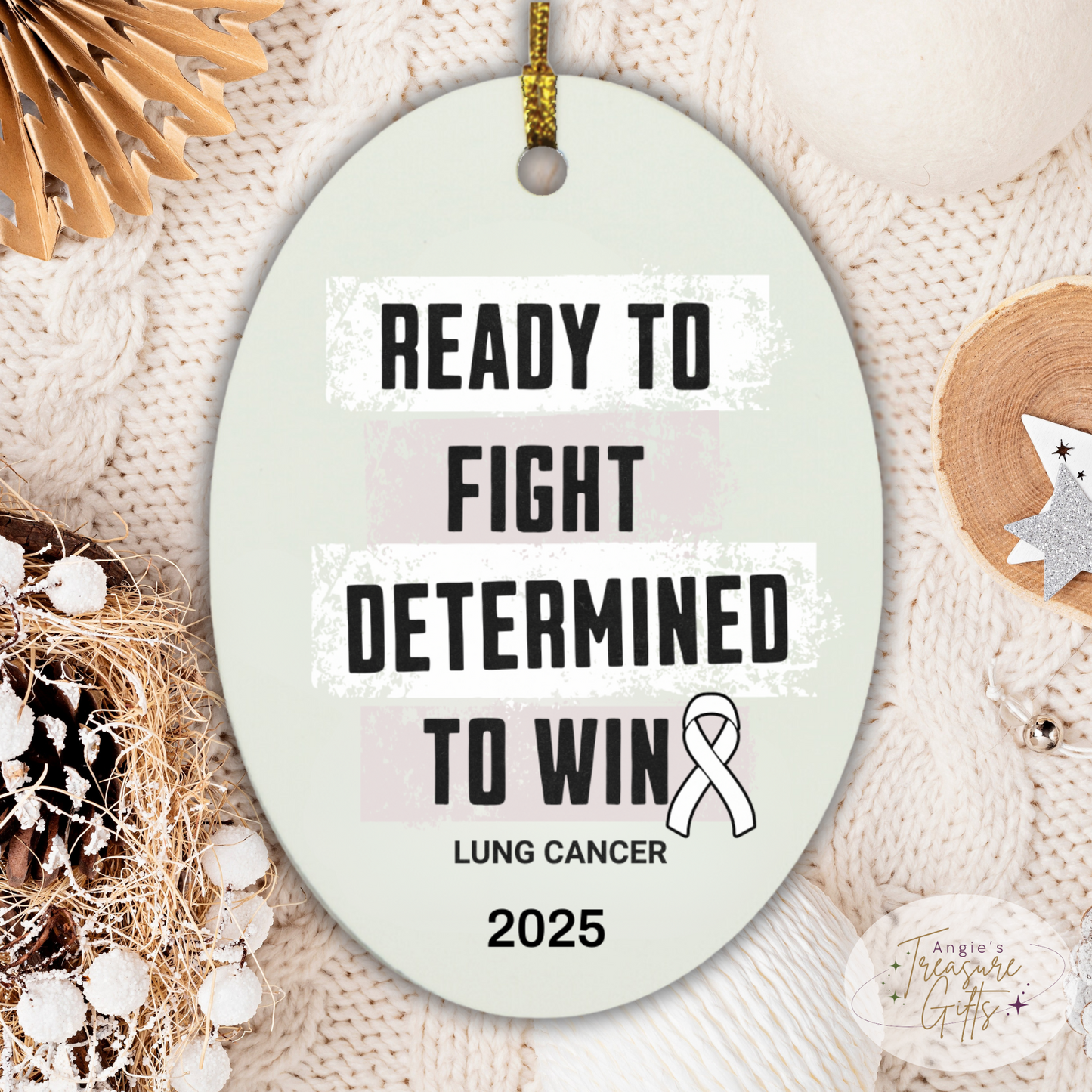 Personalized Lung Cancer Awareness Ornaments – White Ribbon Keepsakes