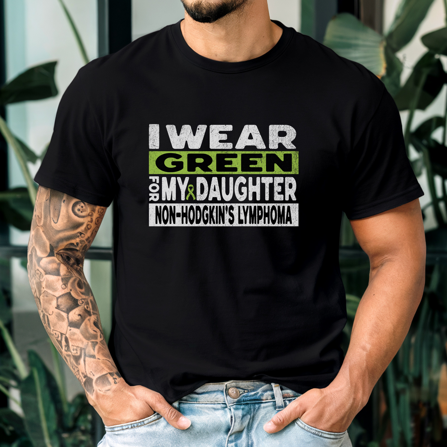 Non-Hodgkin's Lymphoma Awareness T-Shirt for Mom or Dad, I Wear Green For My Daughter Shirt, Cancer Support Squad Sweatshirt