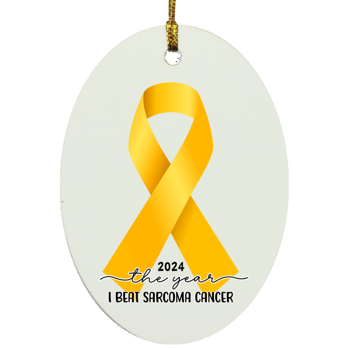 Personalized Sarcoma Cancer Survivor Christmas Ornament – Yellow Awareness Ribbon
