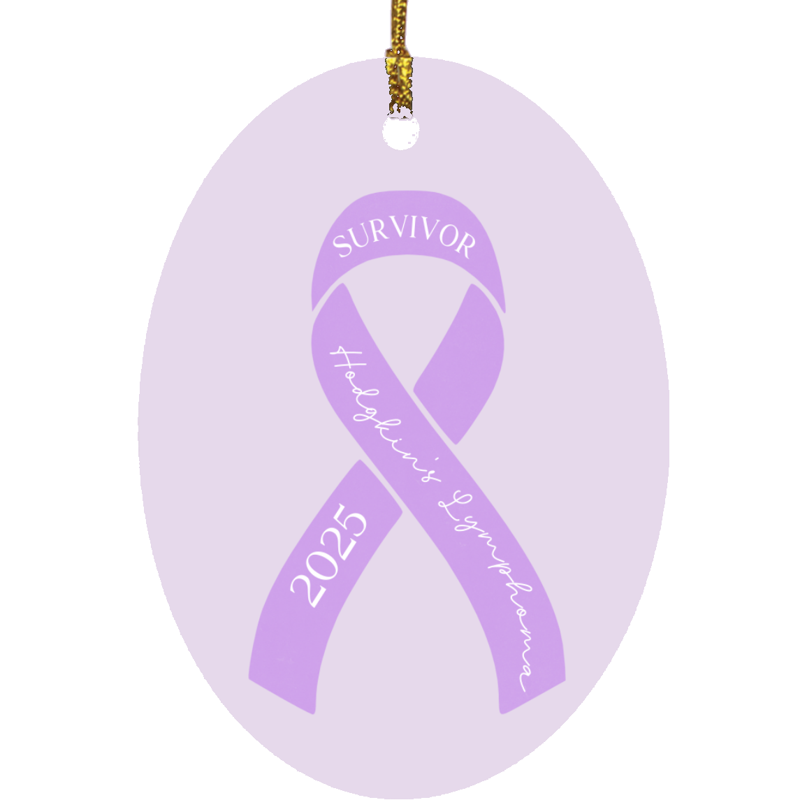 Personalized Hodgkins Lymphoma Ornament – Purple Awareness Ribbon – Survivor, Warrior, or Fighter – Custom Year Keepsake Gift