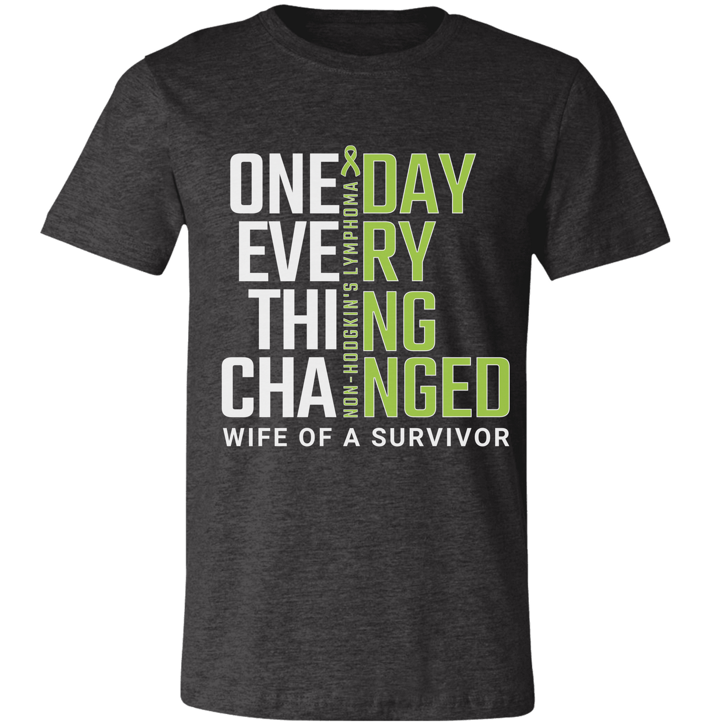 Non-Hodgkin's Lymphoma Personalized Wife of a Survivor T-Shirt, T-Cell Lymphoma Shirt for Cancer Survivor, Lime Green Ribbon Shirt