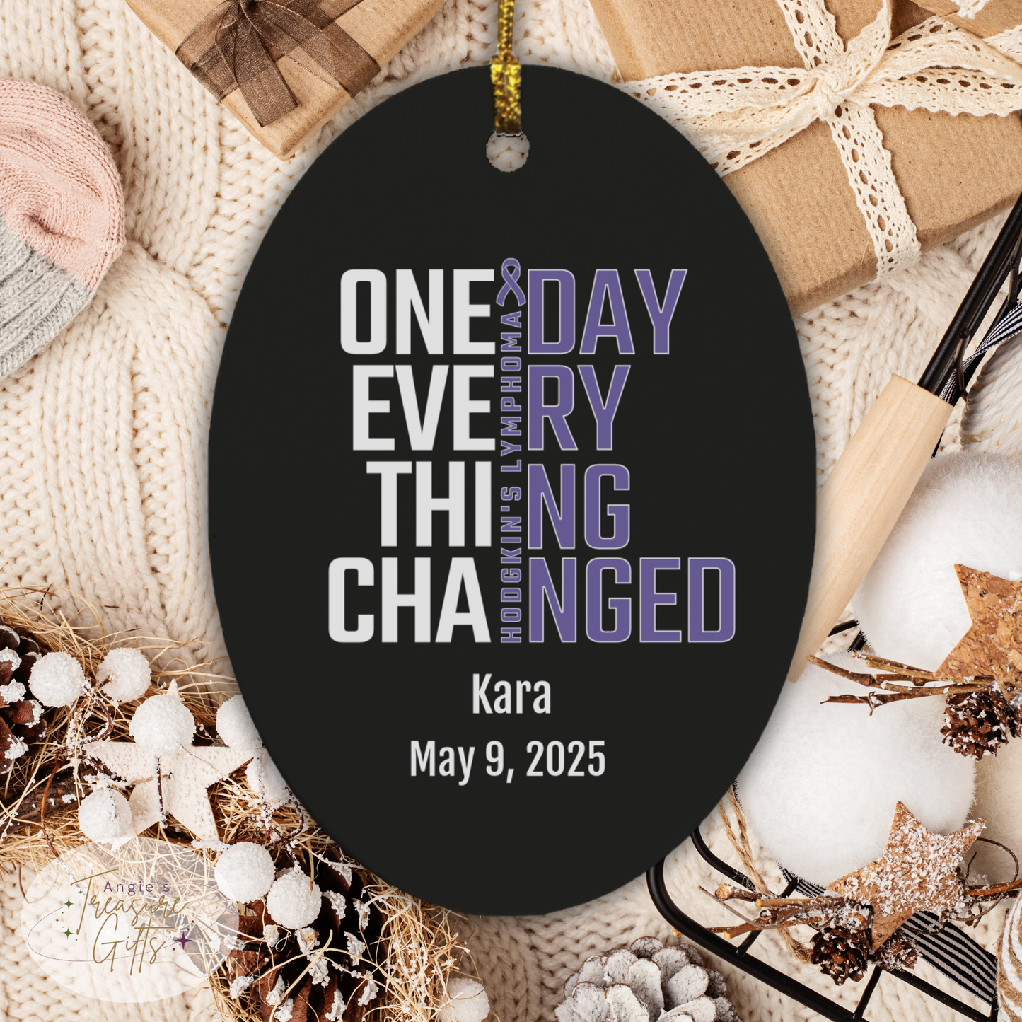 One Day Everything Changed Hodgkin’s Lymphoma Awareness Ornament – Personalized Survivor Gift