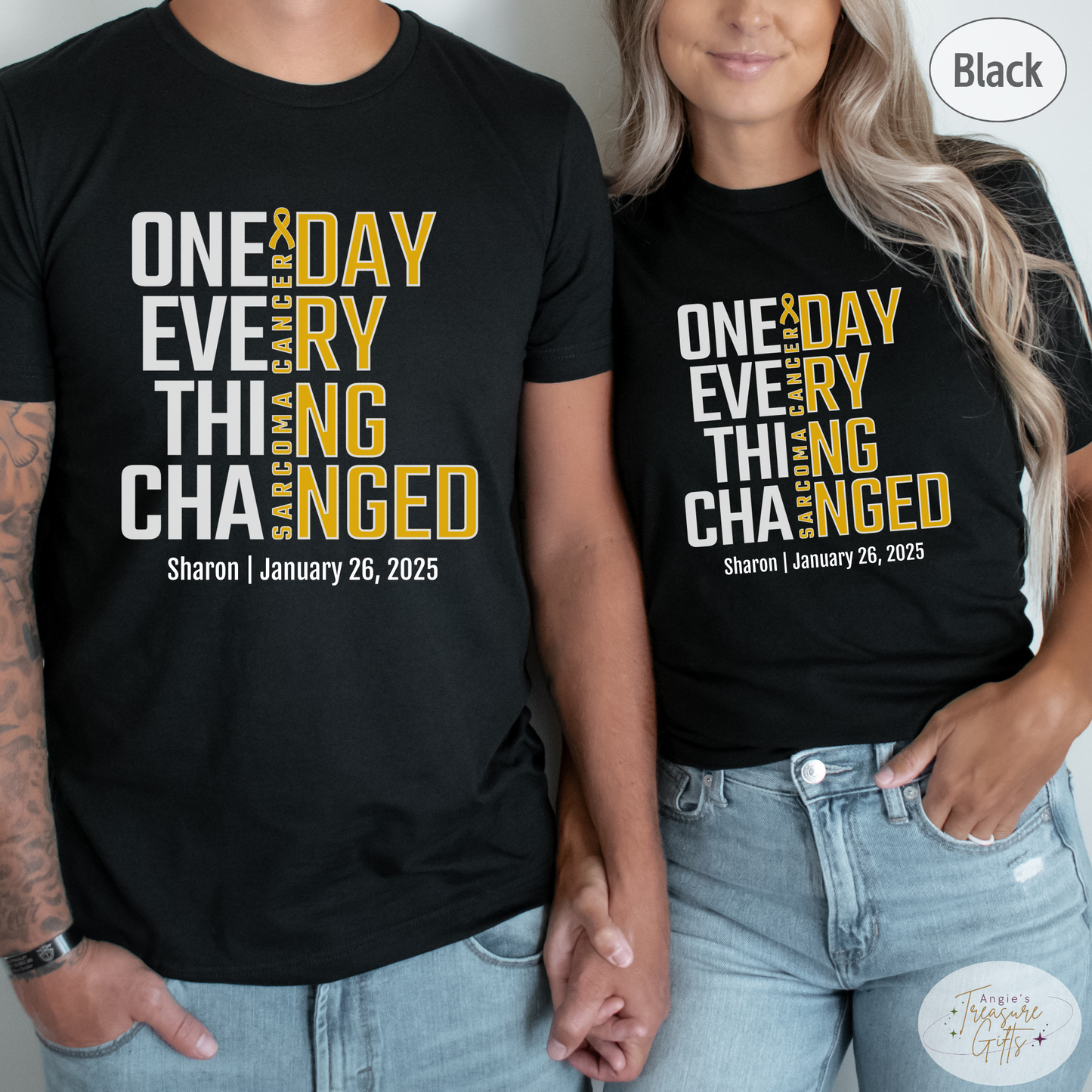 Personalized Sarcoma Awareness T-Shirt – One Day Everything Changed – Custom Survivor, Warrior, Memorial Gift