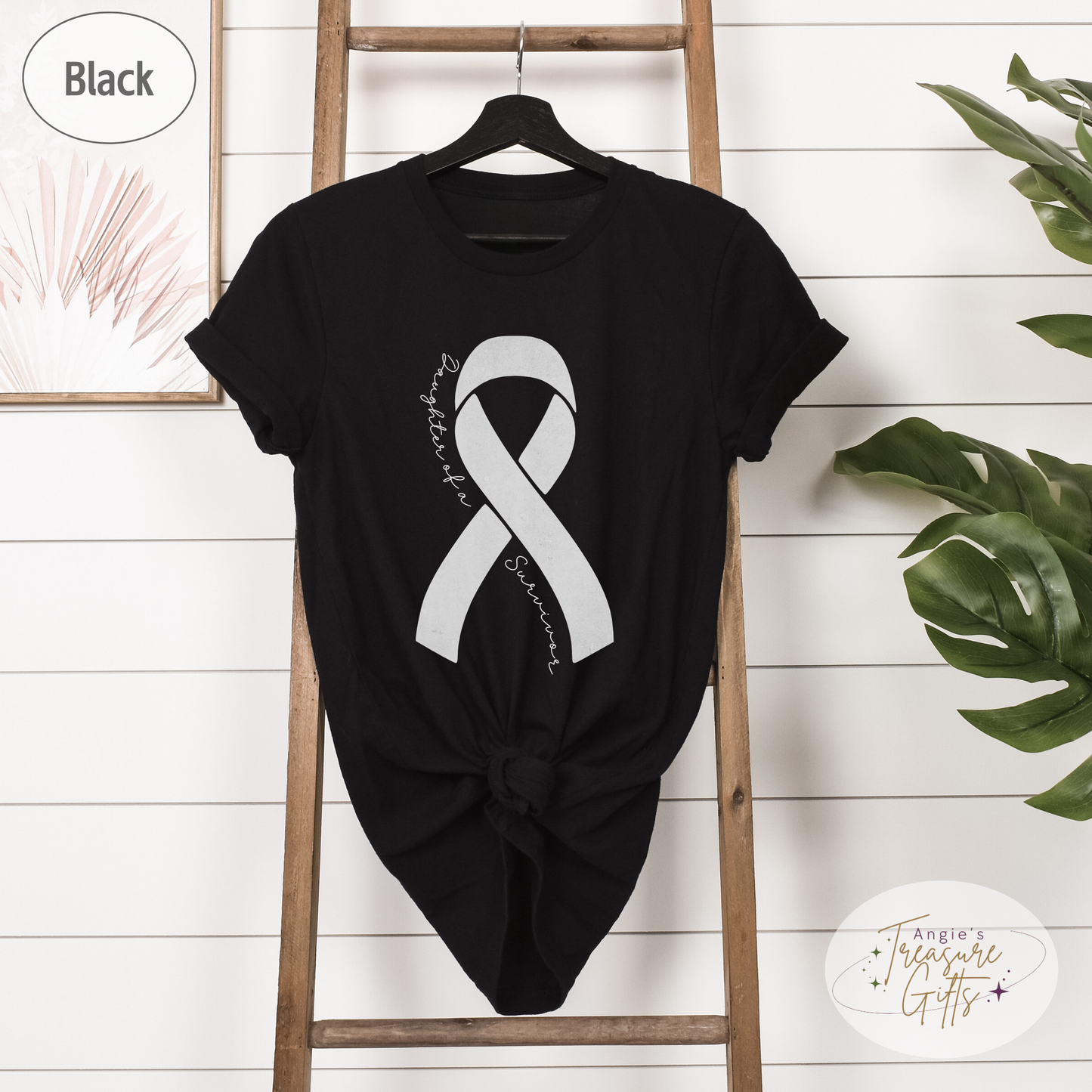 Personalized Lung Cancer Awareness Shirt – White Ribbon Tee – Customizable Survivor, Warrior, Fighter Support – Bella Canvas 3001