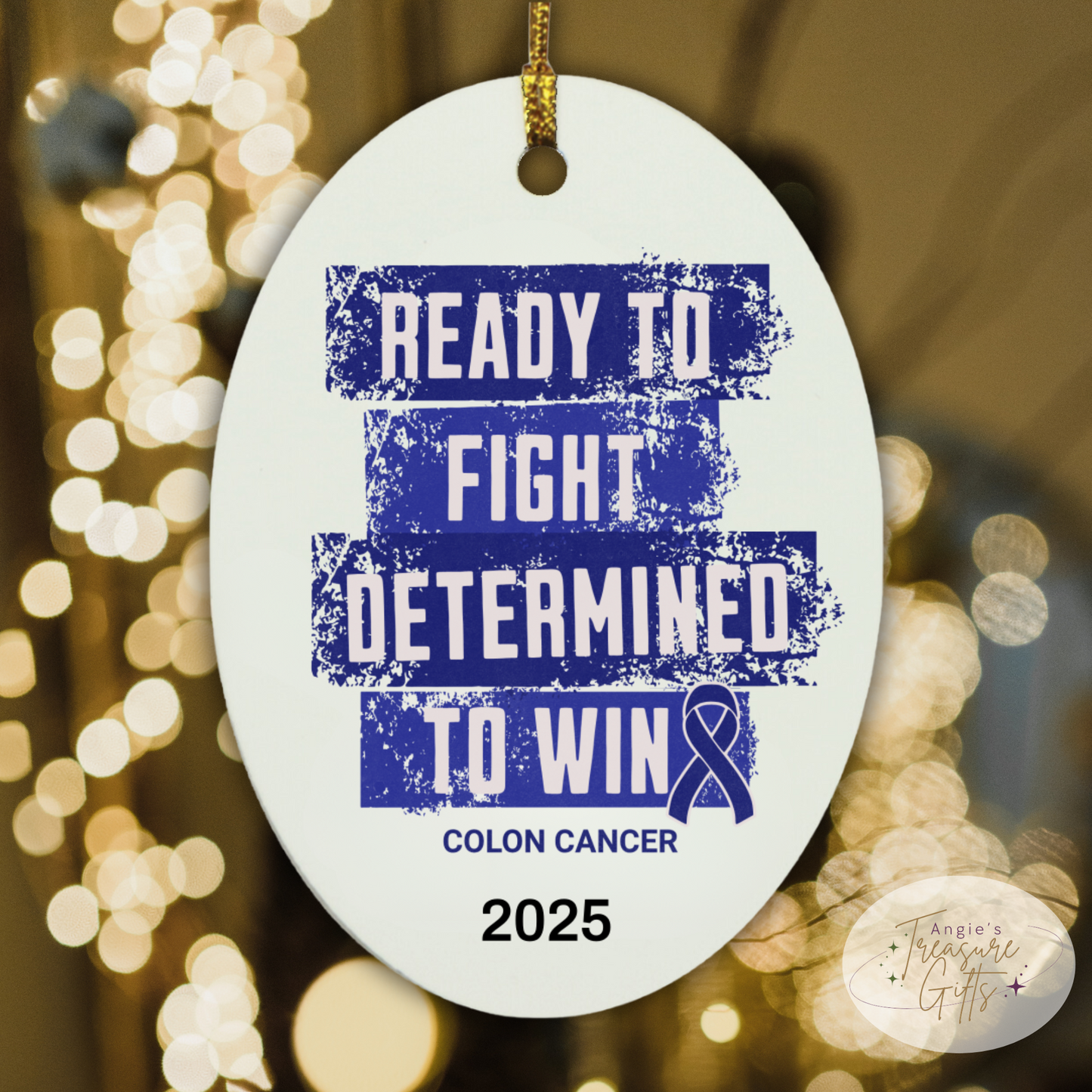 Personalized Colon Cancer Awareness Ornaments – Dark Blue Ribbon Keepsakes