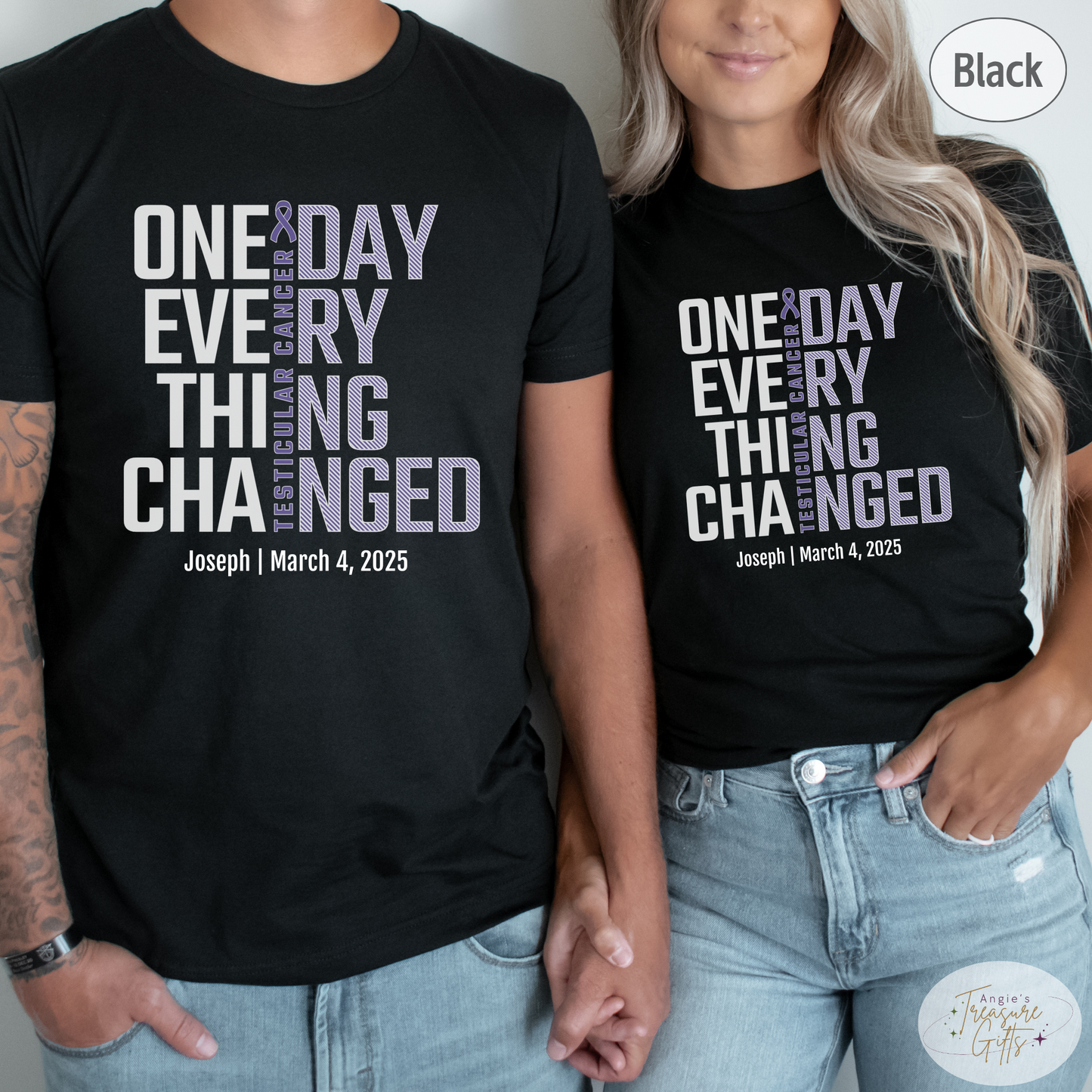 Personalized Testicular Cancer Awareness T-Shirt – One Day Everything Changed – Custom Survivor, Warrior, Memorial Gift