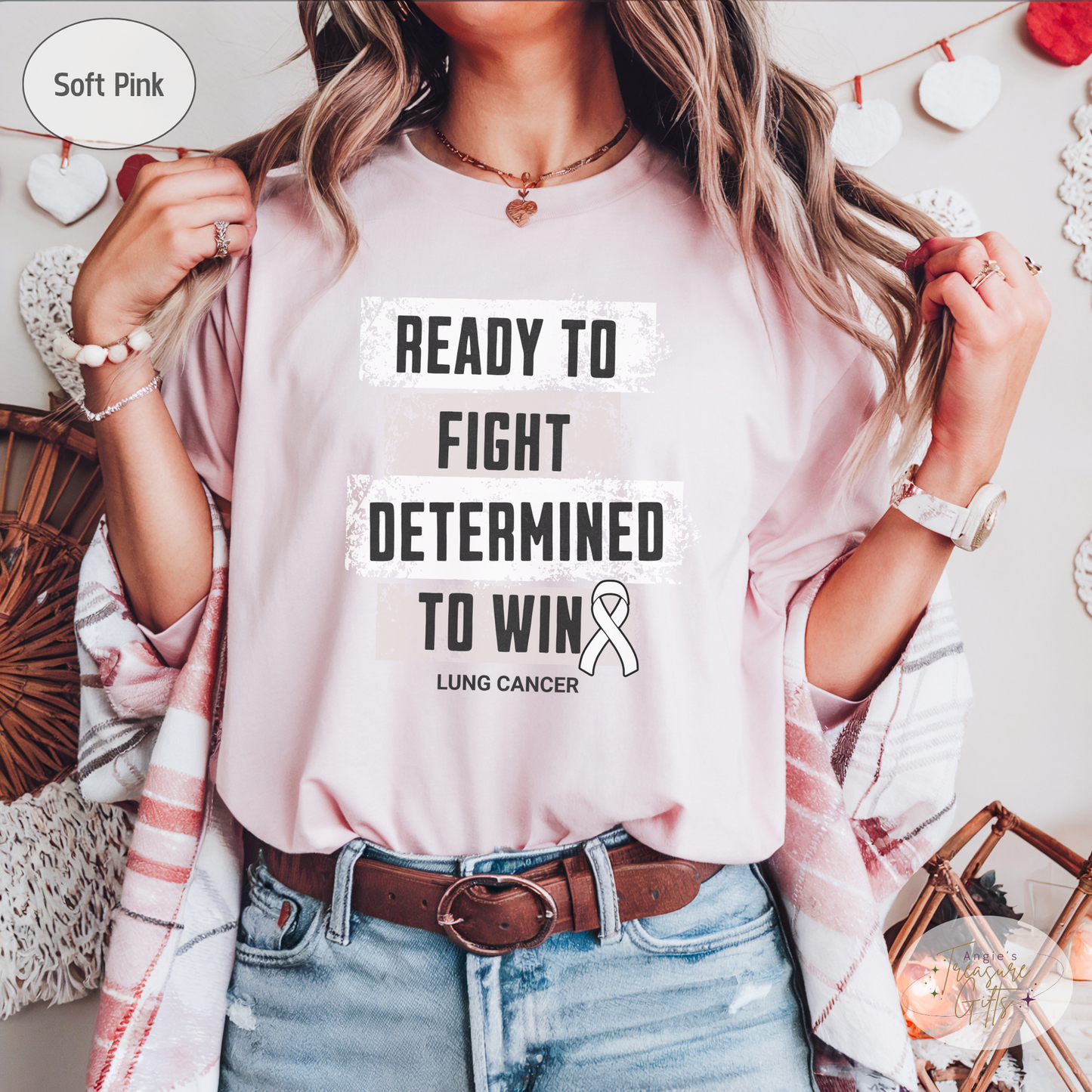 Lung Cancer Awareness T-Shirt – White Ribbon Survivor Gift – Ready to Fight Determined to Win