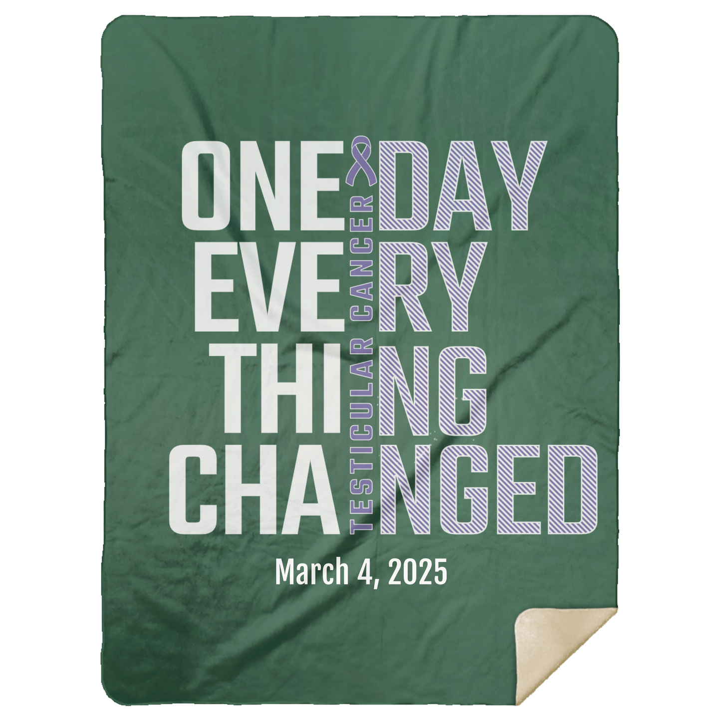 Personalized Testicular Cancer Awareness Sherpa Blanket – One Day Everything Changed – Custom Name & Date - Three Sizes