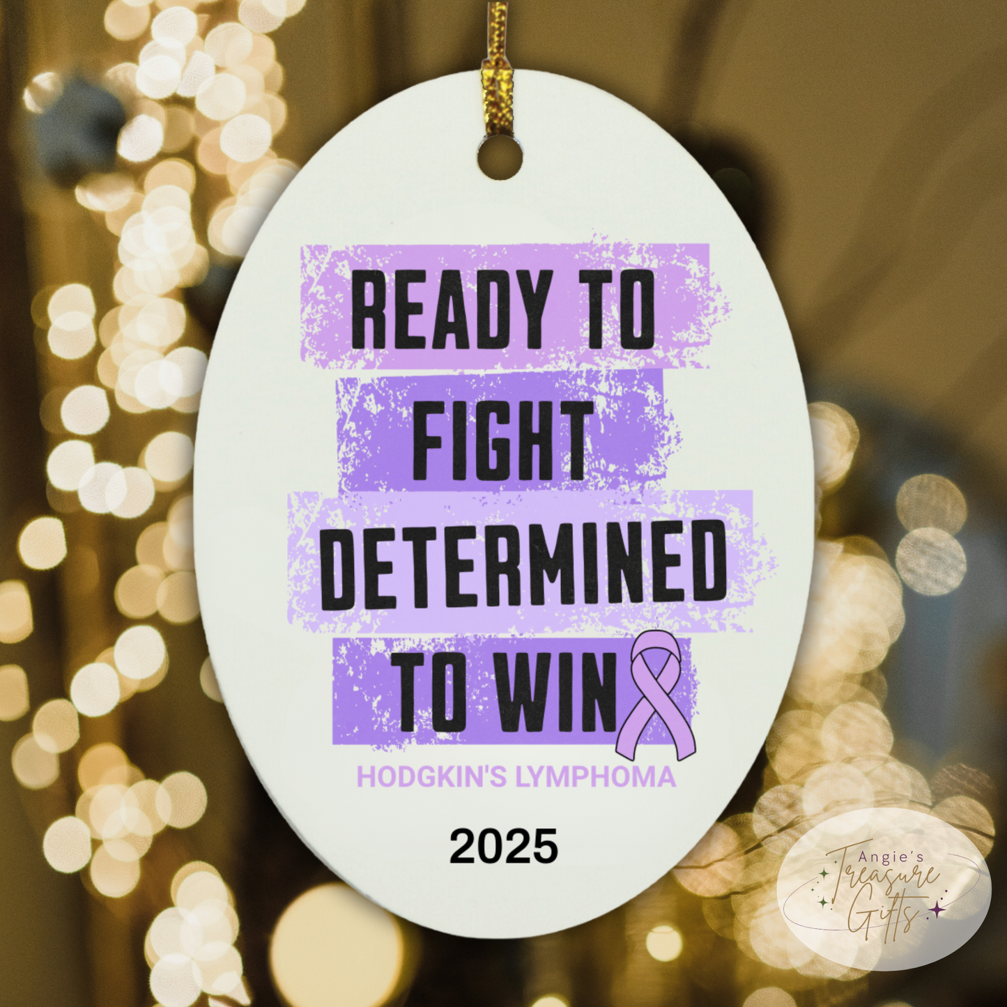 Personalized Hodgkin’s Lymphoma Awareness Ornaments – Purple Ribbon Keepsakes