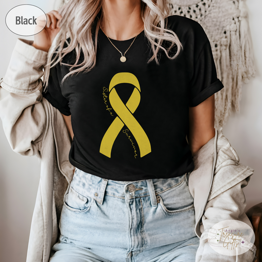 Personalized Sarcoma Cancer Awareness Shirt – Yellow Ribbon Tee – Customizable Survivor, Warrior, Fighter Support – Bella Canvas 3001