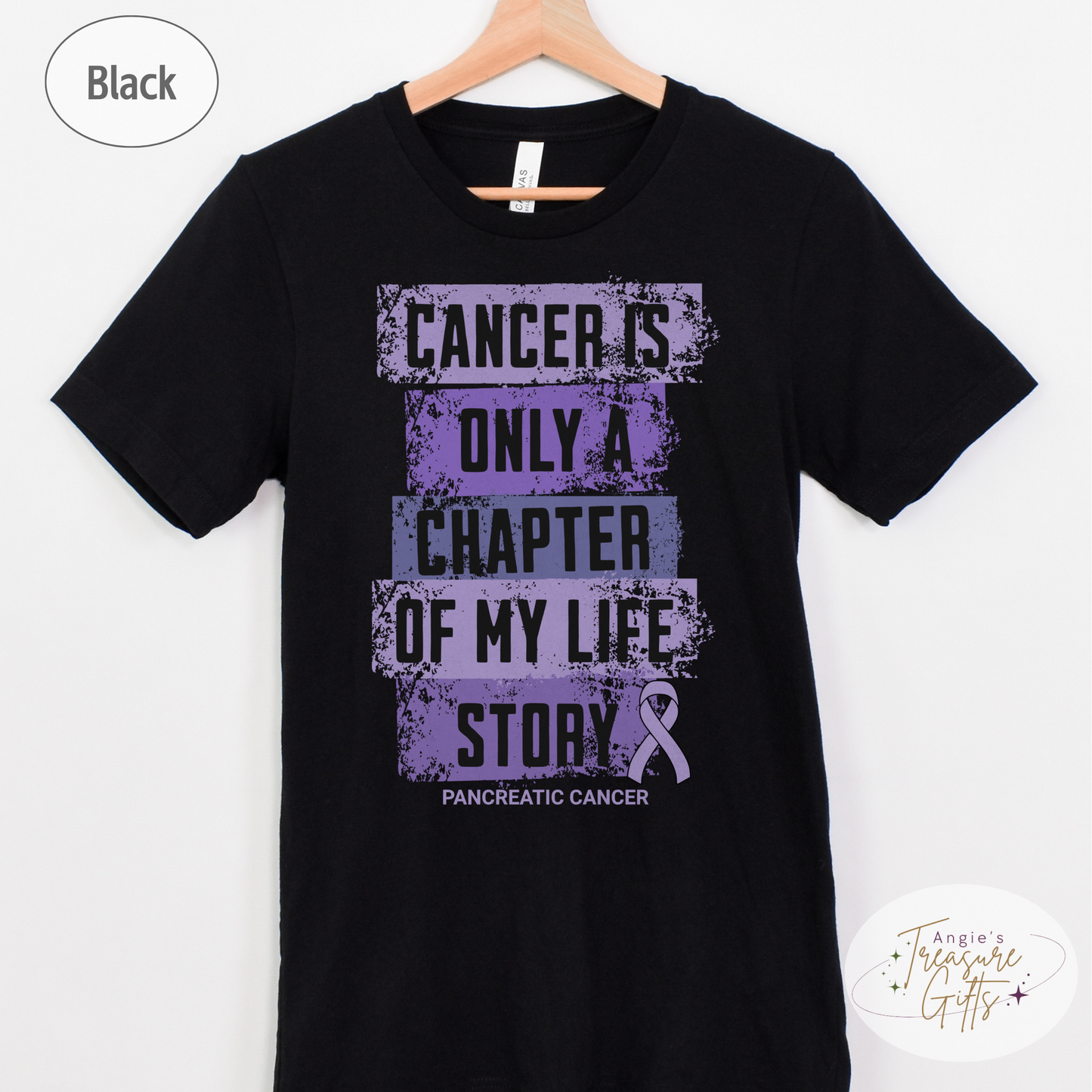 Pancreatic Cancer Awareness T-Shirt – Cancer Is Only a Chapter of My Life Story – Purple Ribbon Survivor & Support Shirt