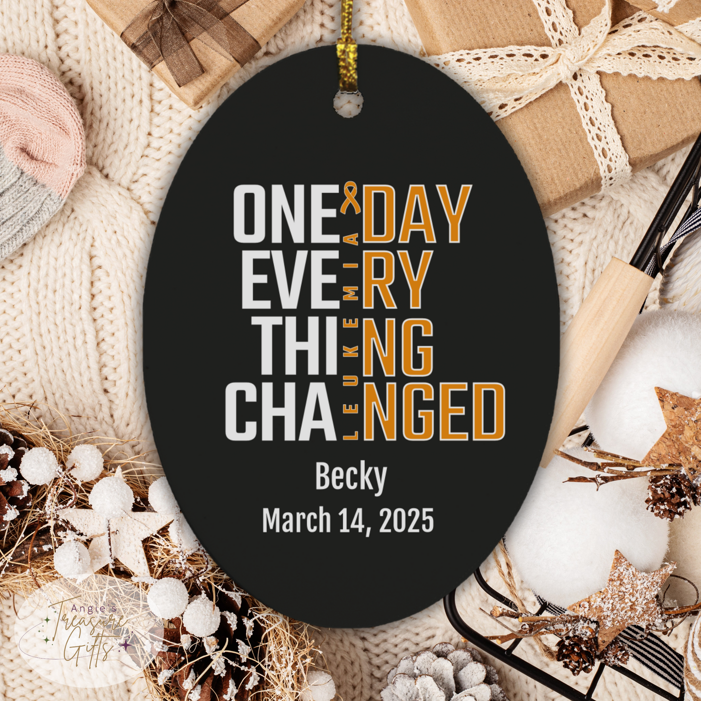 One Day Everything Changed Leukemia Awareness Ornament – Personalized Survivor Gift