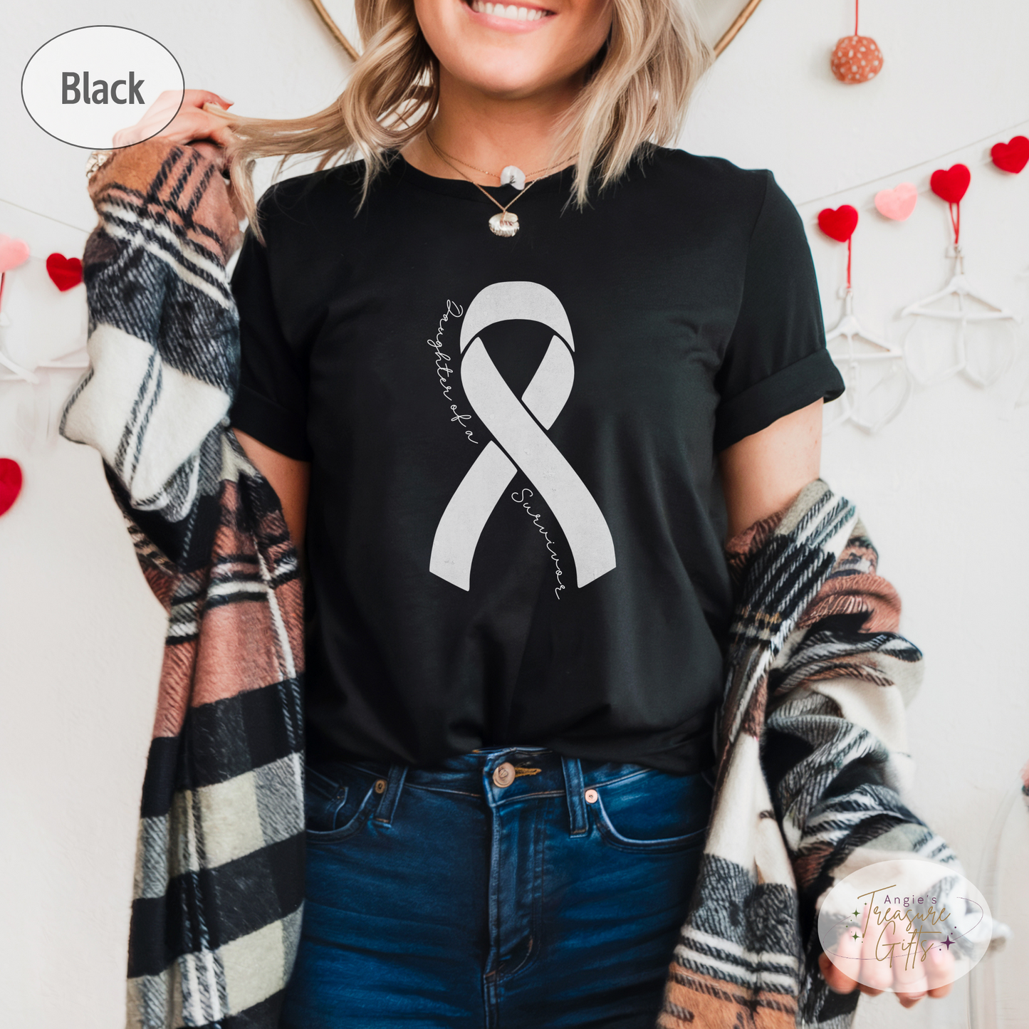 Personalized Lung Cancer Awareness Shirt – White Ribbon Tee – Customizable Survivor, Warrior, Fighter Support – Bella Canvas 3001