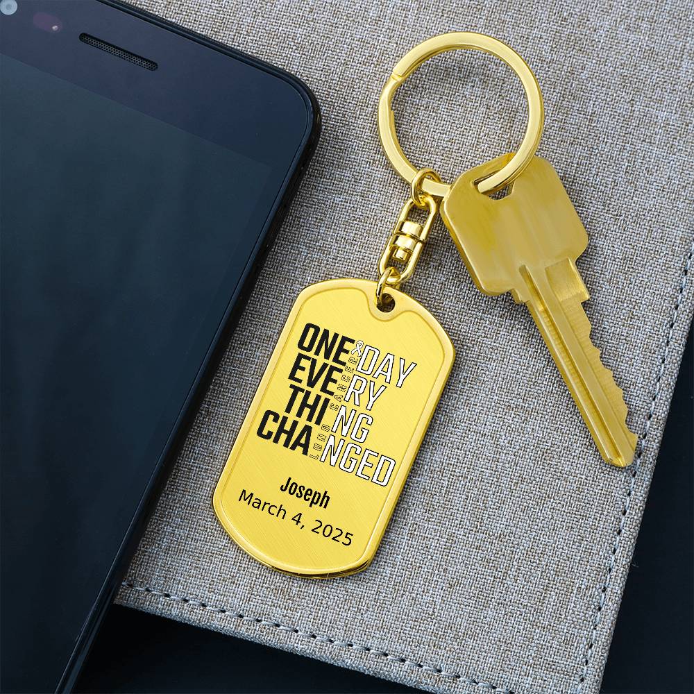 Personalized Lung Cancer Dog Tag Necklace or Keychain – One Day Everything Changed – Custom Cancer Gift and Keepsake