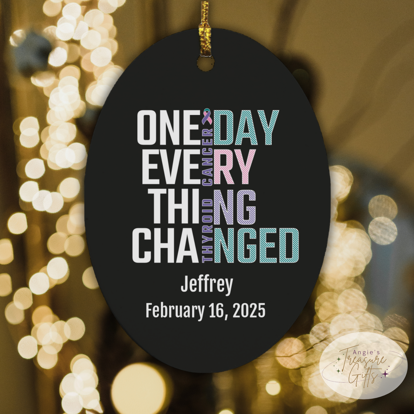 One Day Everything Changed Thyroid Cancer Awareness Ornament – Personalized Survivor Gift