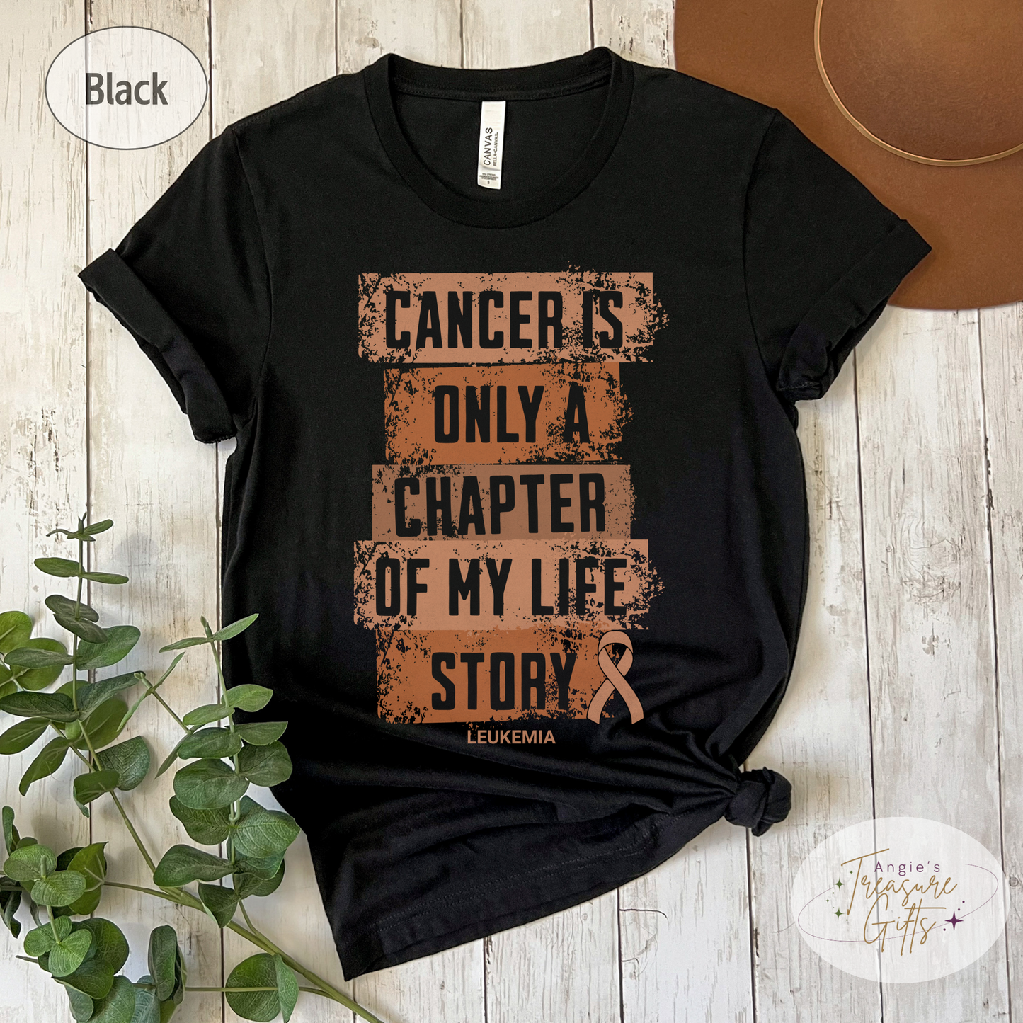 Leukemia Awareness T-Shirt – Cancer Is Only a Chapter of My Life Story – Orange Ribbon Cancer Support & Survivor Shirt