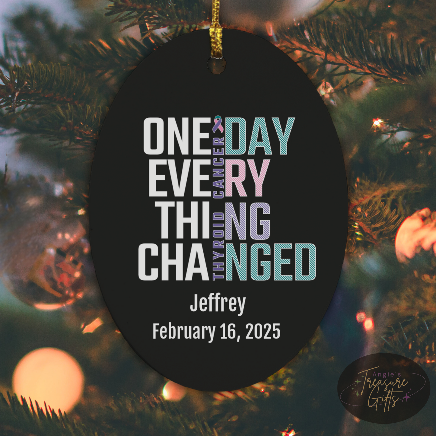 One Day Everything Changed Thyroid Cancer Awareness Ornament – Personalized Survivor Gift