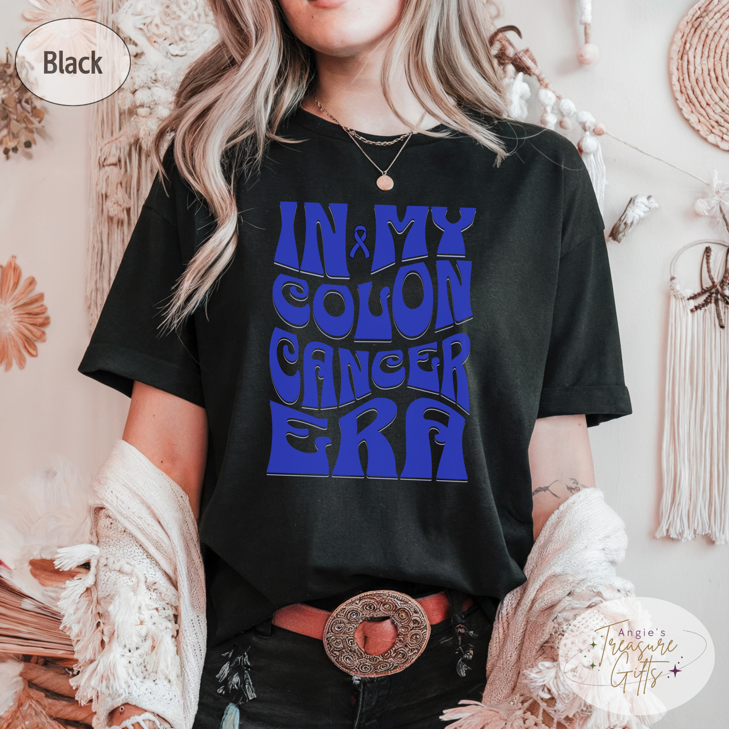 In My Colon Cancer Era Shirt – Dark Blue Awareness Ribbon – Bella Canvas 3001 Unisex Tee