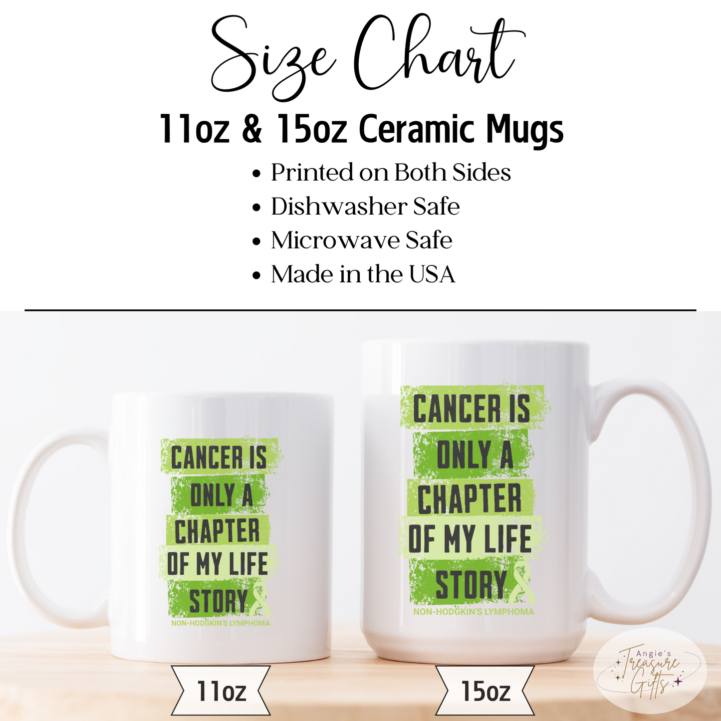 Non-Hodgkin’s Lymphoma Survivor Mug – Lime Green Ribbon Cup - "Cancer Is Only a Chapter" Gift - Mother's Day Present - Father's Day Gift