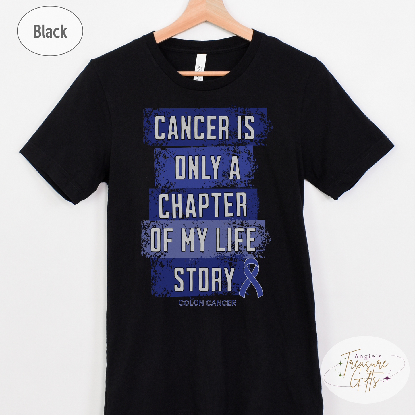 Colon Cancer Awareness T-Shirt – Cancer Is Only a Chapter of My Life Story – Dark Blue Ribbon Cancer Support & Survivor Shirt
