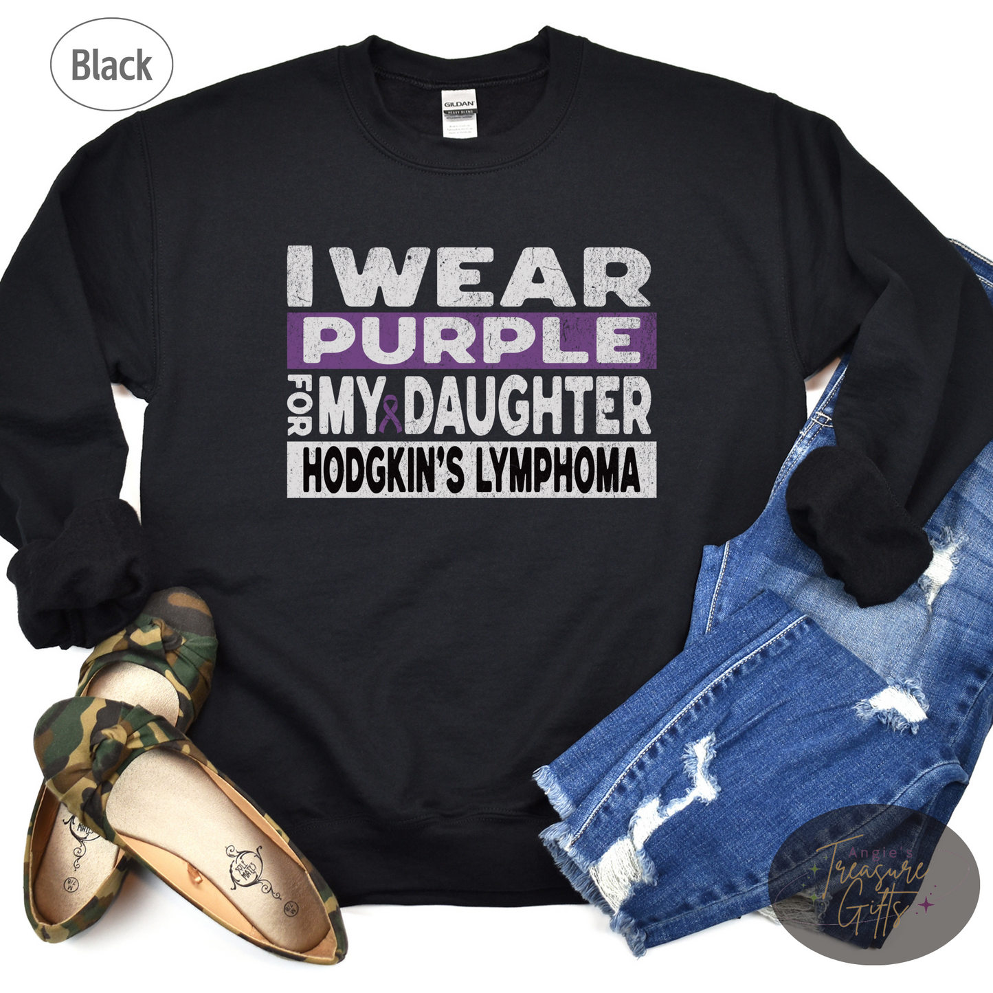 Hodgkin's Lymphoma Awareness Support Shirt for Mom or Dad, I Wear Purple For My Daughter Tshirt, Cancer Support Squad Sweatshirt
