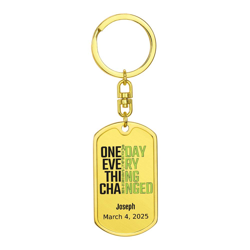 Personalized Non-Hodgkin’s Lymphoma Dog Tag Necklace or Keychain – One Day Everything Changed – Custom Cancer Gift & Keepsake
