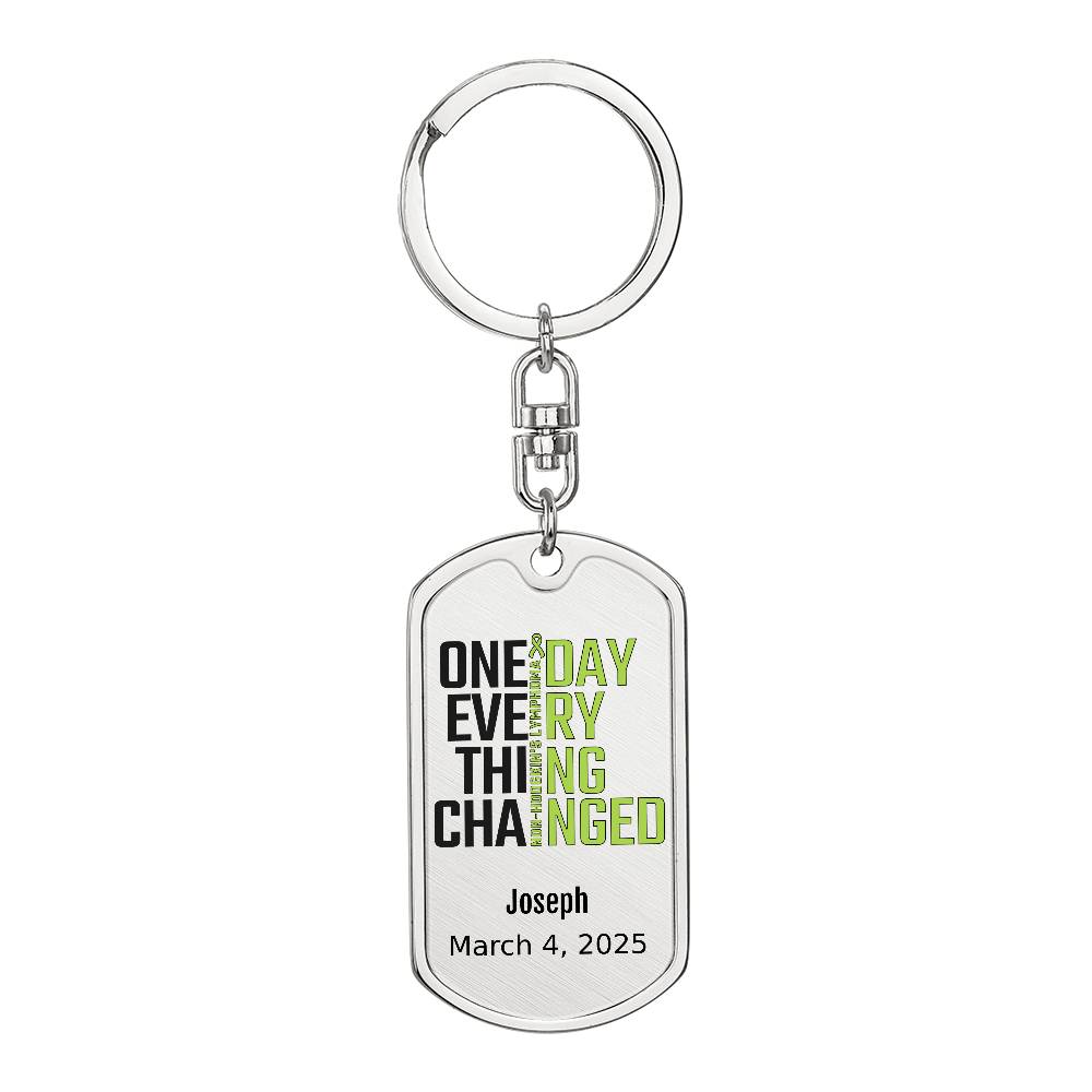 Personalized Non-Hodgkin’s Lymphoma Dog Tag Necklace or Keychain – One Day Everything Changed – Custom Cancer Gift & Keepsake
