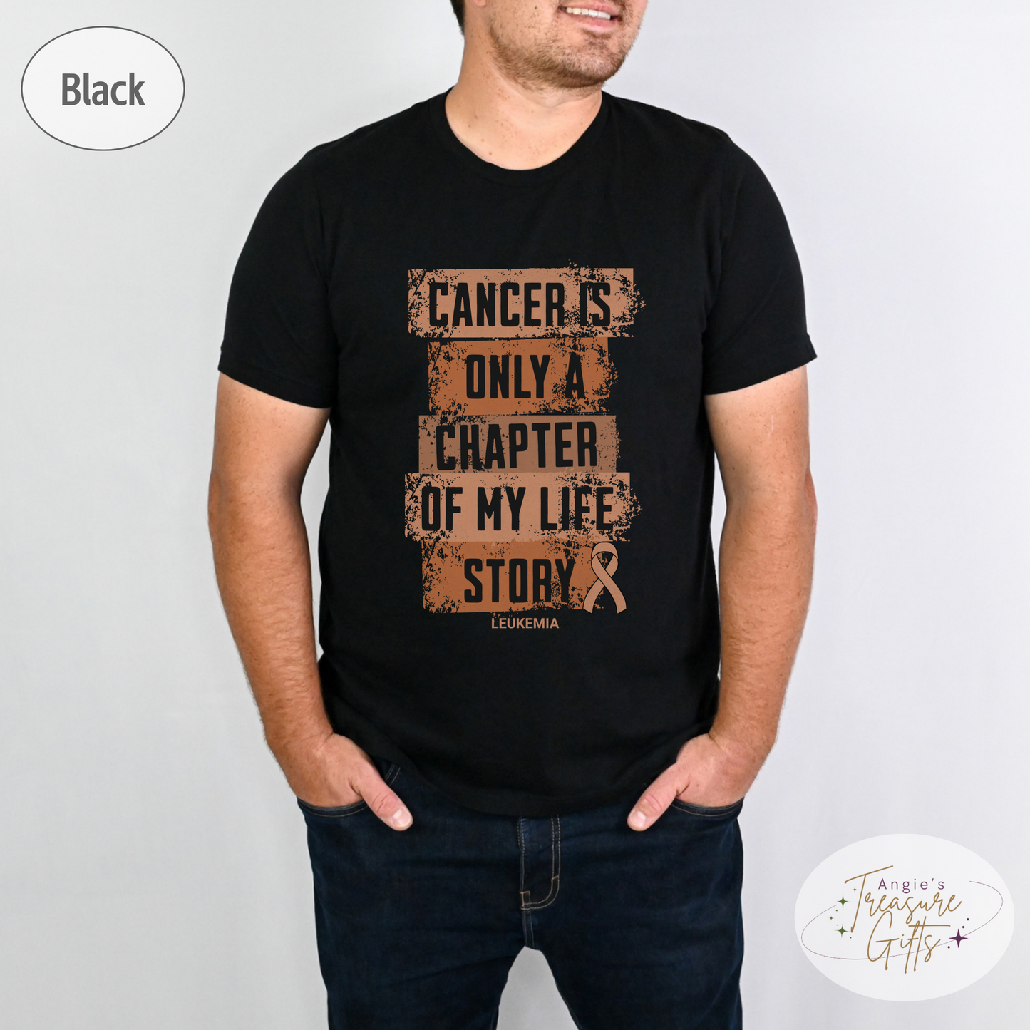 Leukemia Awareness T-Shirt – Cancer Is Only a Chapter of My Life Story – Orange Ribbon Cancer Support & Survivor Shirt