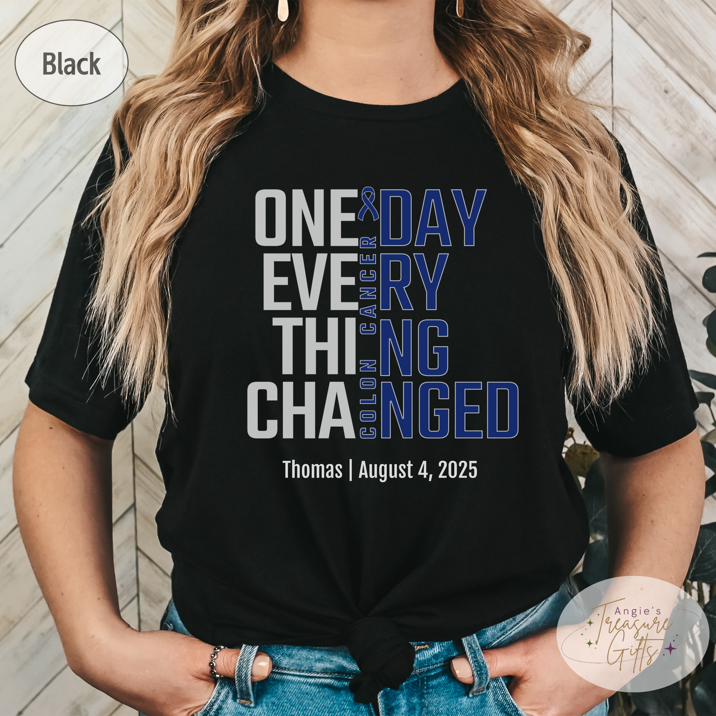 Personalized Colon Cancer Awareness T-Shirt – One Day Everything Changed – Custom Survivor, Warrior, Memorial Gift