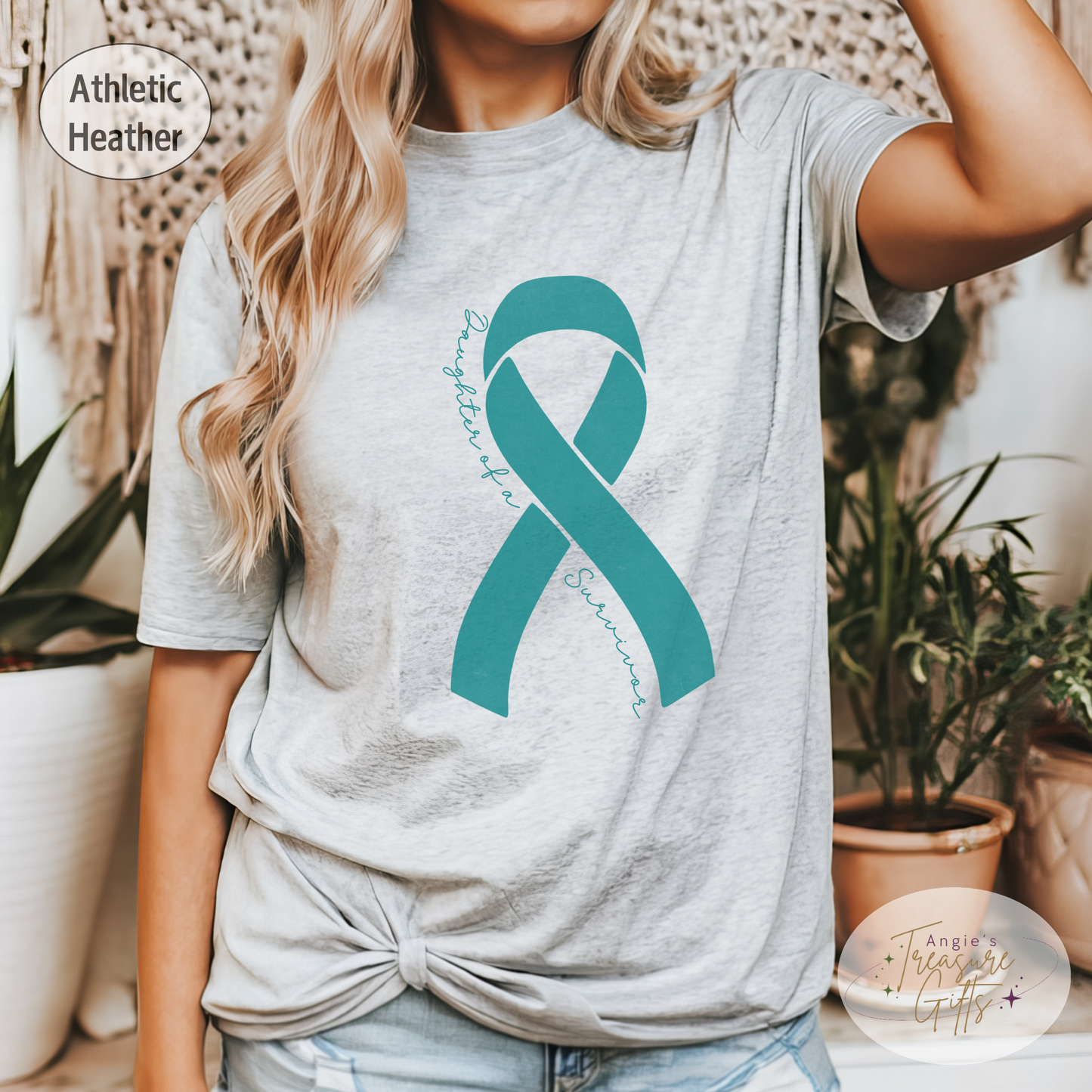 Personalized Ovarian Cancer Awareness Shirt – Teal Ribbon Tee – Customizable Survivor, Warrior, Fighter Support – Bella Canvas 3001