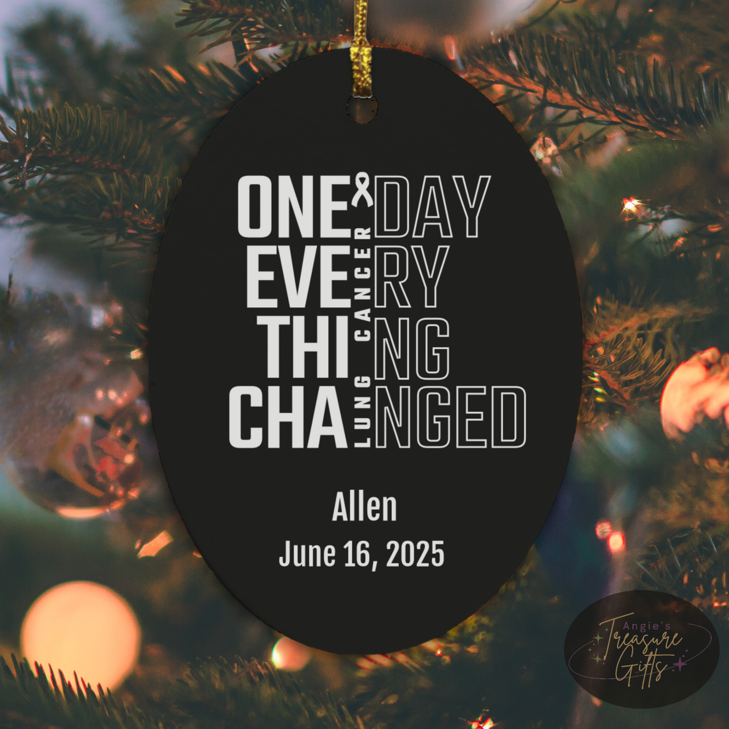 One Day Everything Changed Lung Cancer Awareness Ornament – Personalized Survivor Gift
