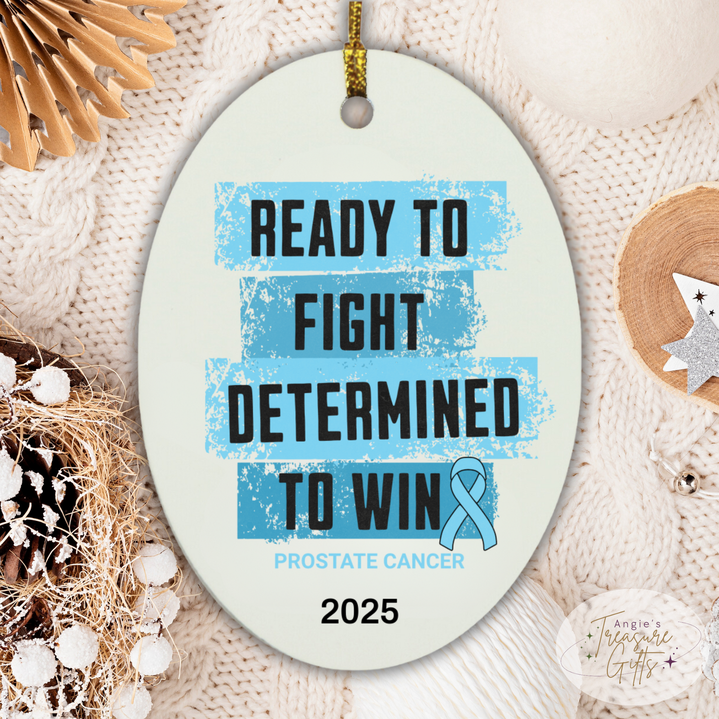 Personalized Prostate Cancer Awareness Ornaments – Light Blue Ribbon Keepsakes