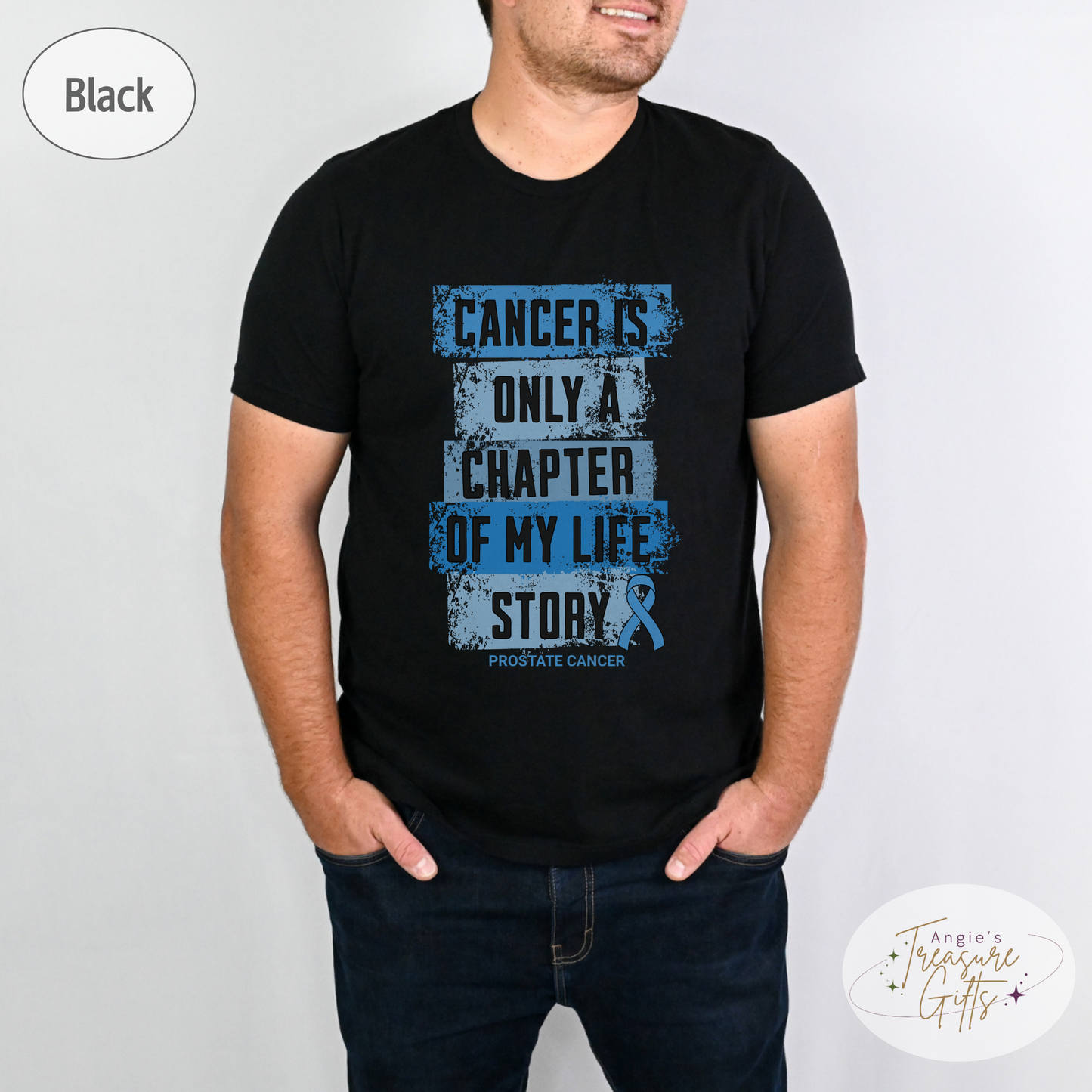 Prostate Cancer Awareness T-Shirt – Cancer Is Only a Chapter of My Life Story – Light Blue Ribbon Survivor & Support Shirt