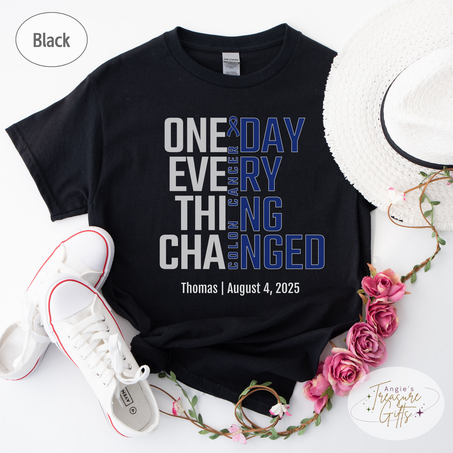 Personalized Colon Cancer Awareness T-Shirt – One Day Everything Changed – Custom Survivor, Warrior, Memorial Gift