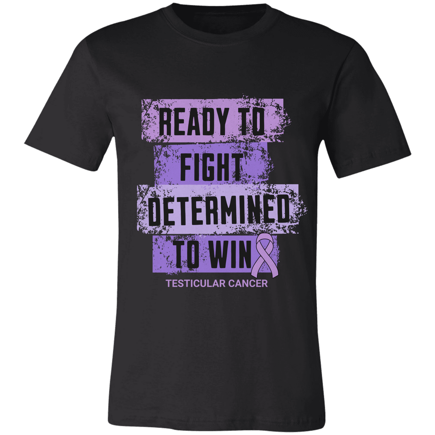 Testicular Cancer Awareness T-Shirt – Light Purple Ribbon Survivor Gift – Ready to Fight Determined to Win