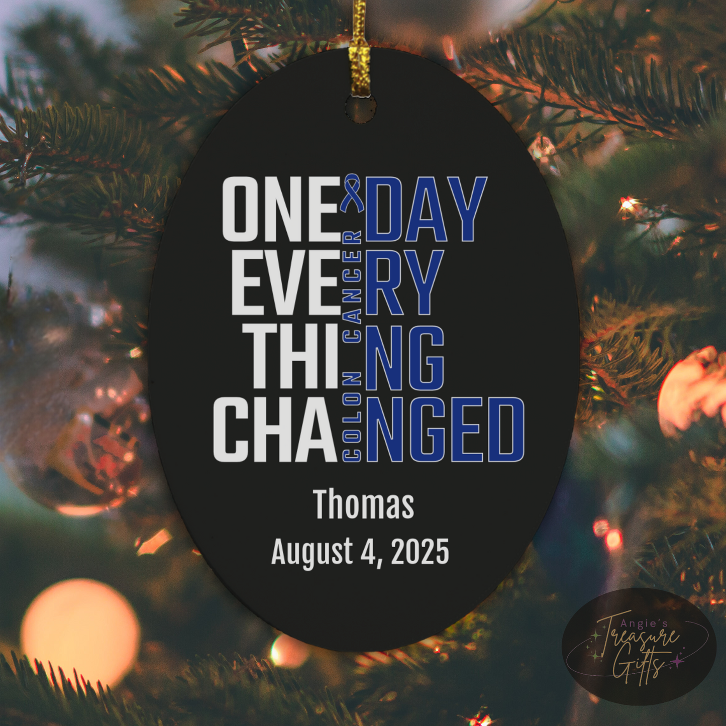 One Day Everything Changed Colon Cancer Awareness Ornament – Personalized Survivor Gift