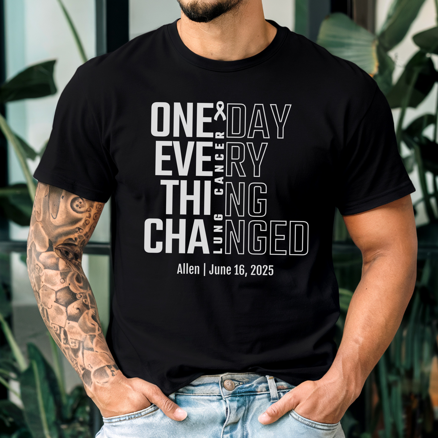 Personalized Lung Cancer Awareness T-Shirt – One Day Everything Changed – Custom Survivor, Warrior, Memorial Gift