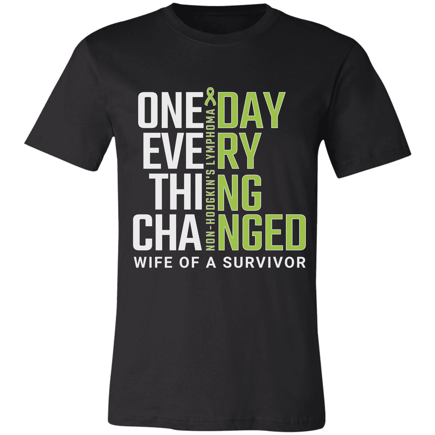 Non-Hodgkin's Lymphoma Personalized Wife of a Survivor T-Shirt, T-Cell Lymphoma Shirt for Cancer Survivor, Lime Green Ribbon Shirt
