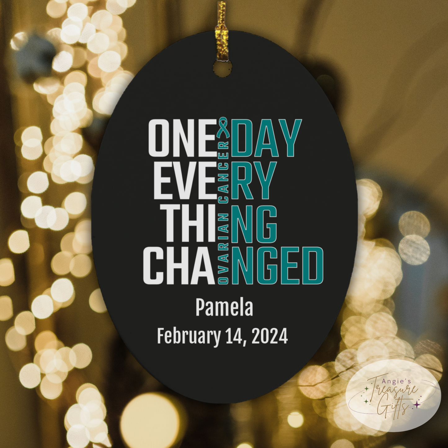 One Day Everything Changed Ovarian Cancer Awareness Ornament – Personalized Survivor Gift