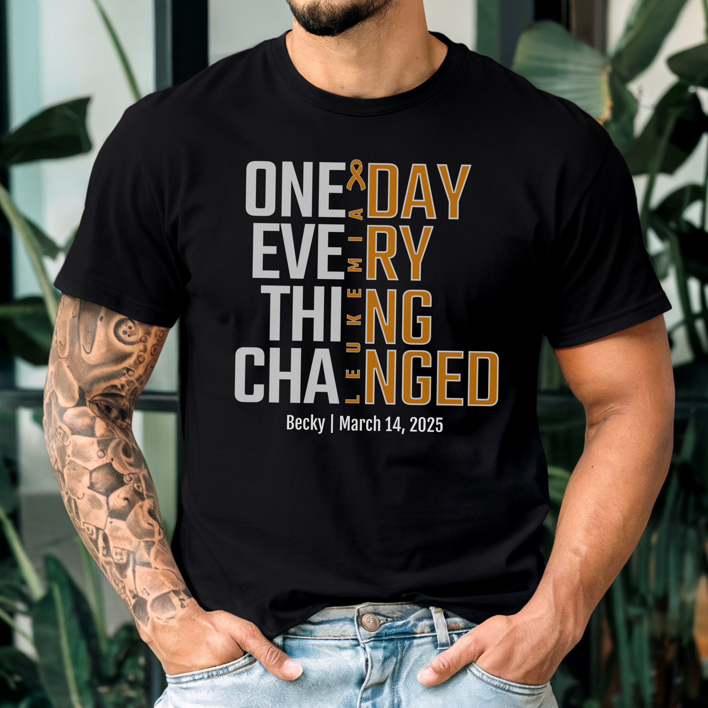 Personalized Leukemia Awareness T-Shirt – One Day Everything Changed – Custom Survivor, Warrior, Memorial Gift