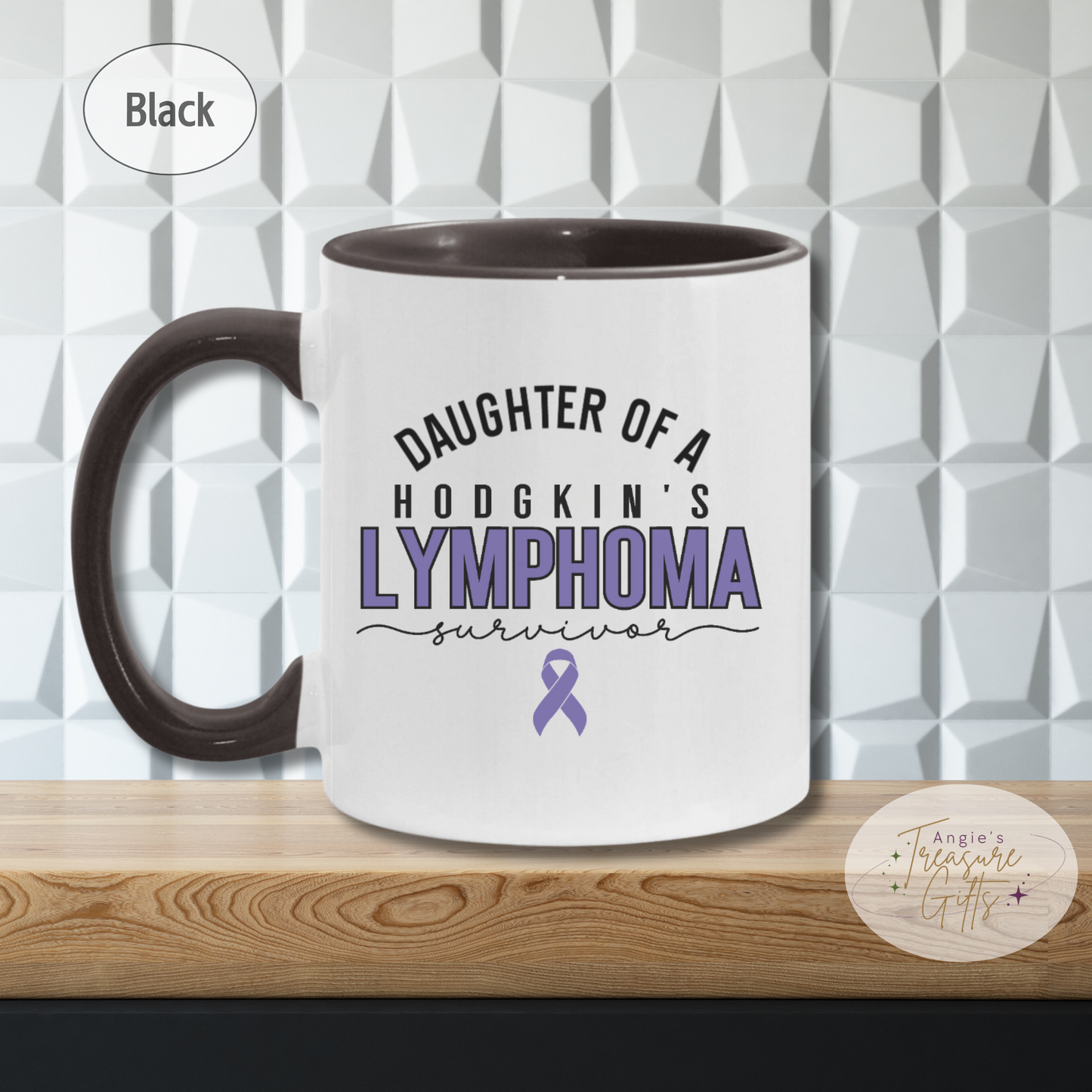 Personalized Hodgkin’s Lymphoma Awareness Mug – Support Squad Coffee Cup – Purple Ribbon